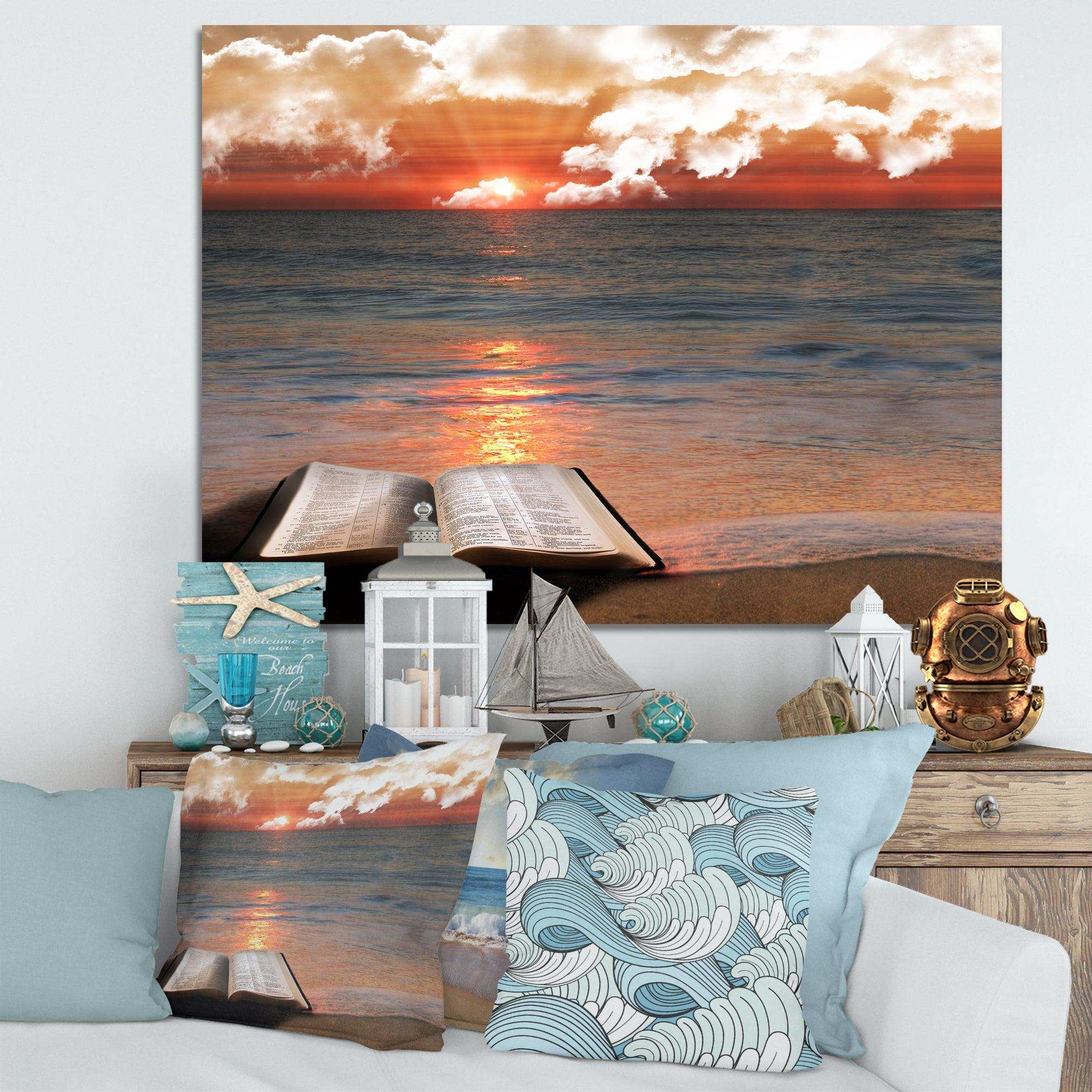 Open Bible in Cloudy Sunset