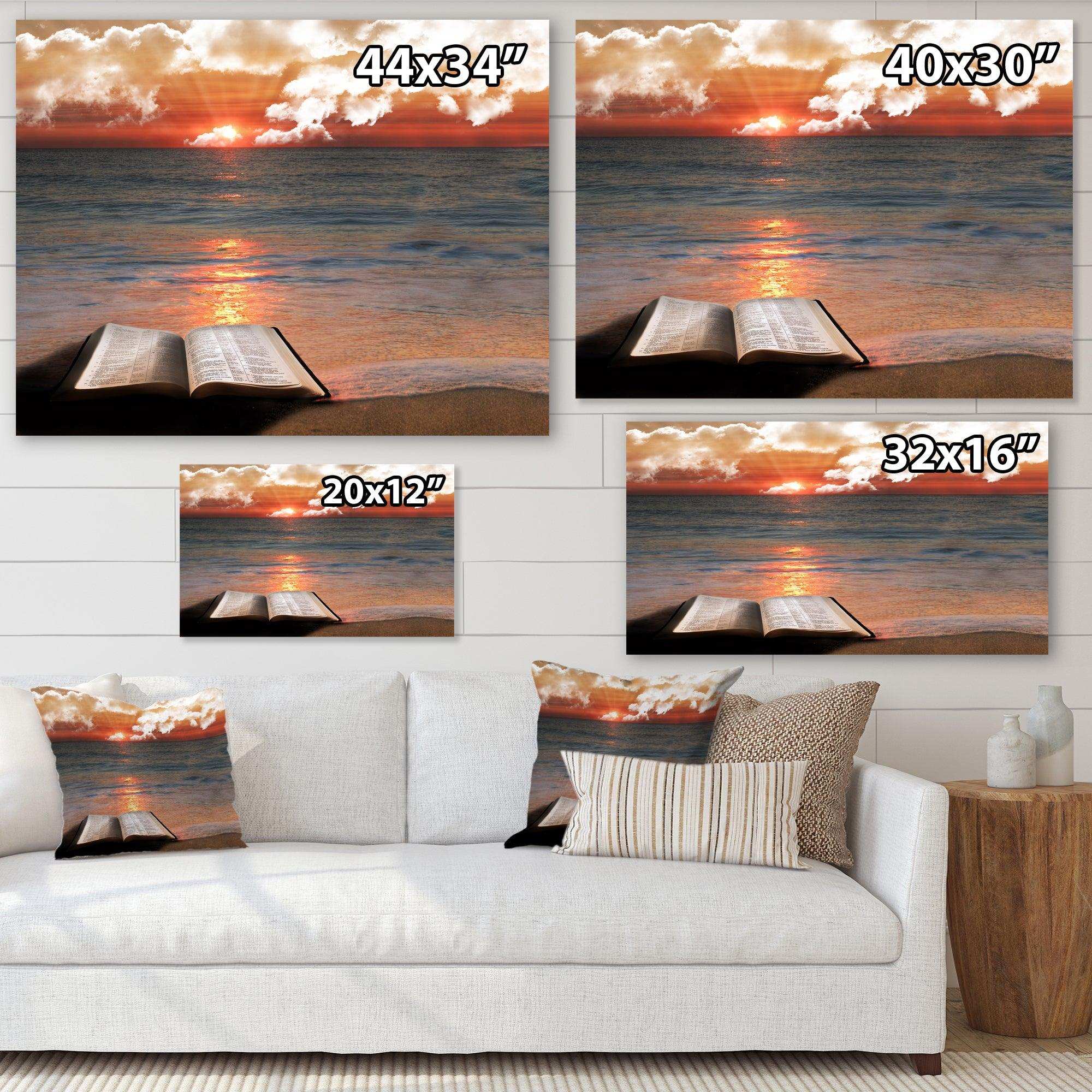 Open Bible in Cloudy Sunset