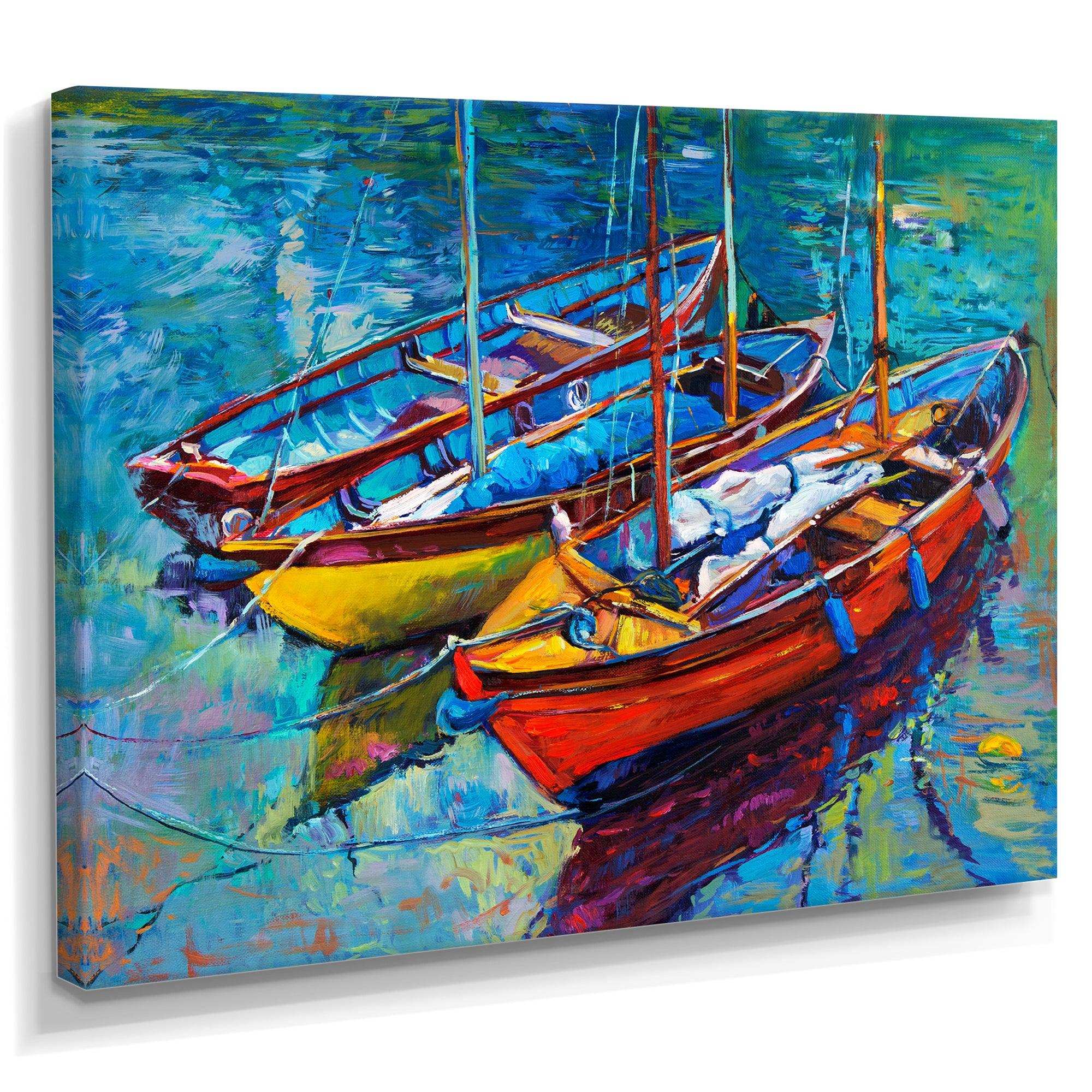 Three Fishing Boat Oil Painting