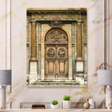 Old Wooden Door With Carvings in Paris, France