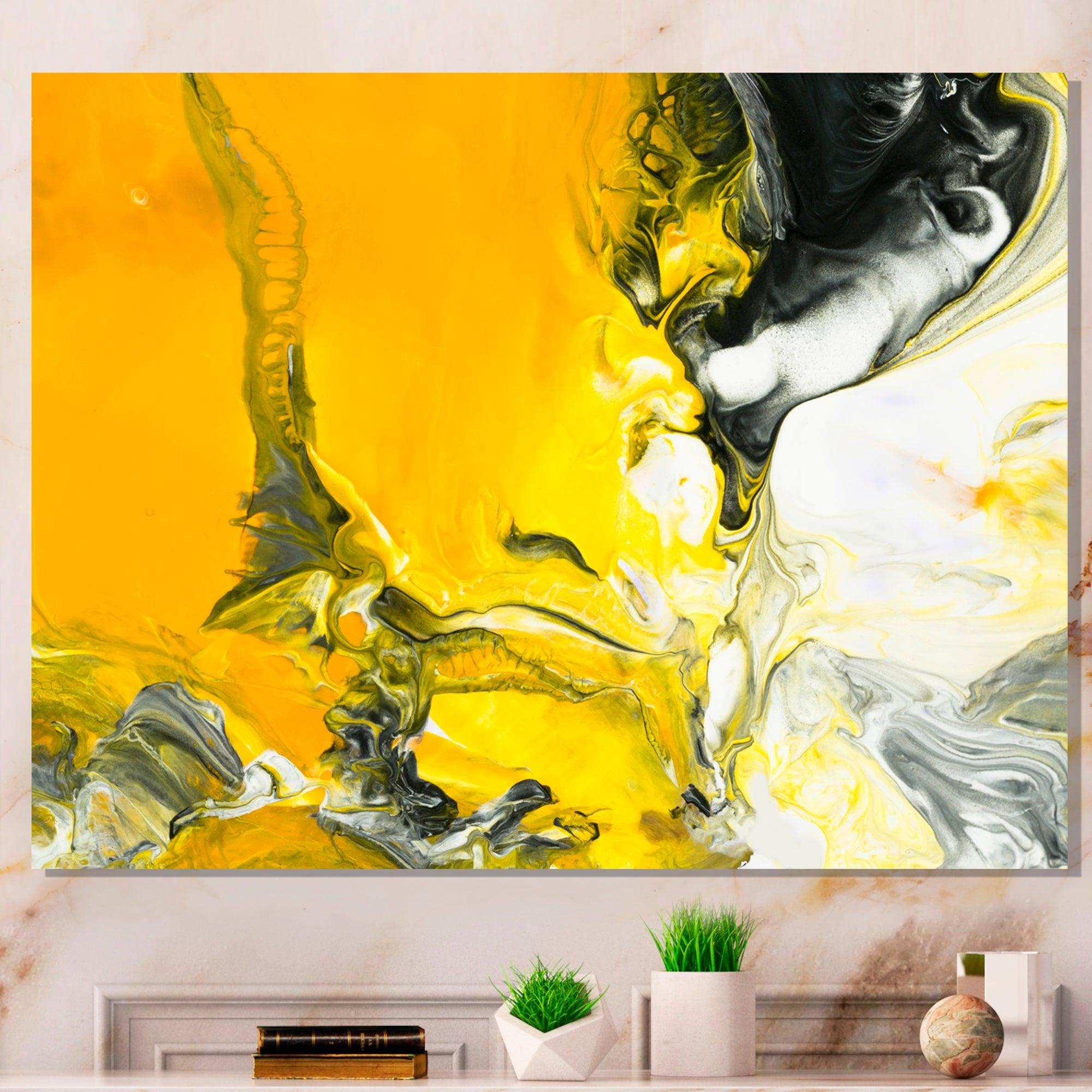 White and Yellow Marbled Acrylic with a cloud of Black