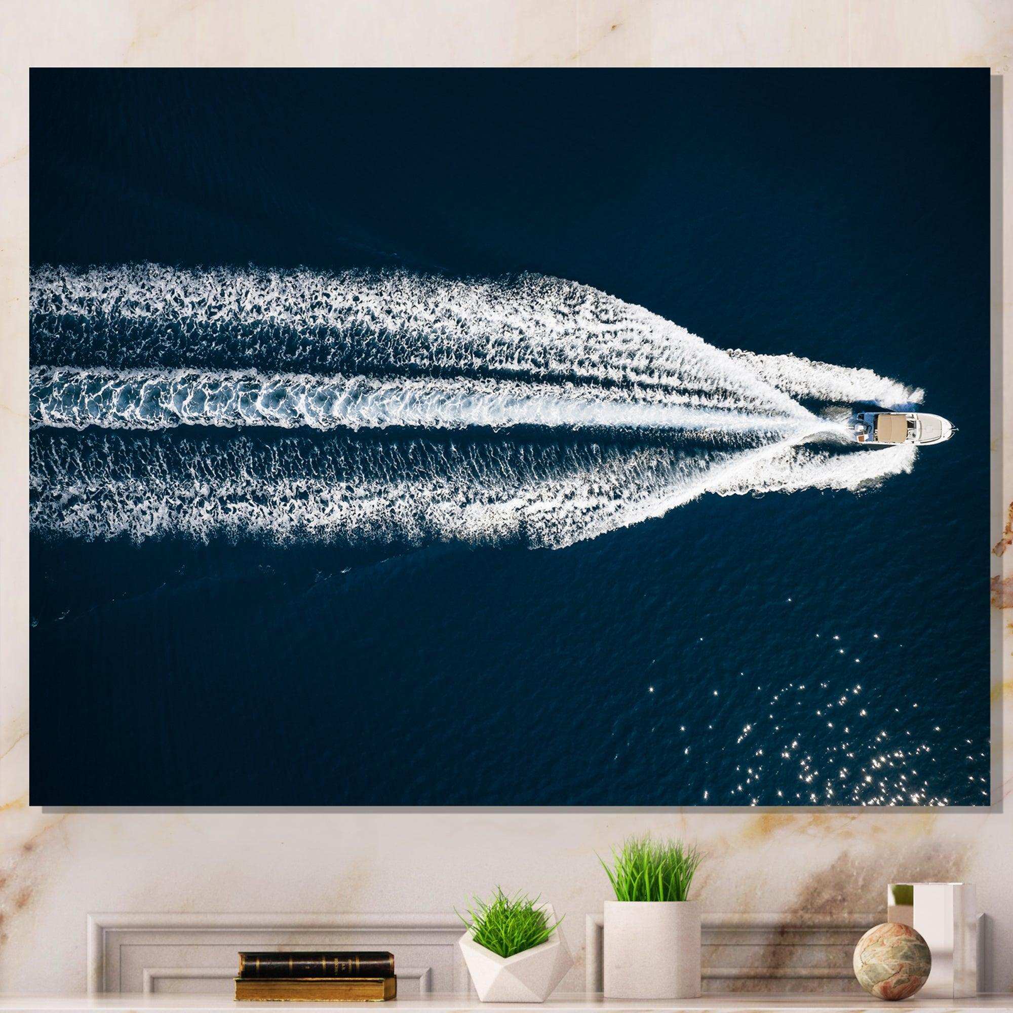 Aerial View Of Speed Boat In Mediterranean Sea
