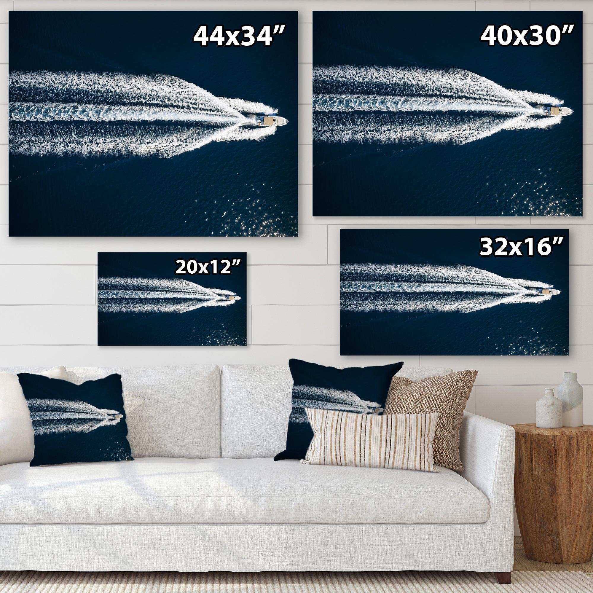 Aerial View Of Speed Boat In Mediterranean Sea