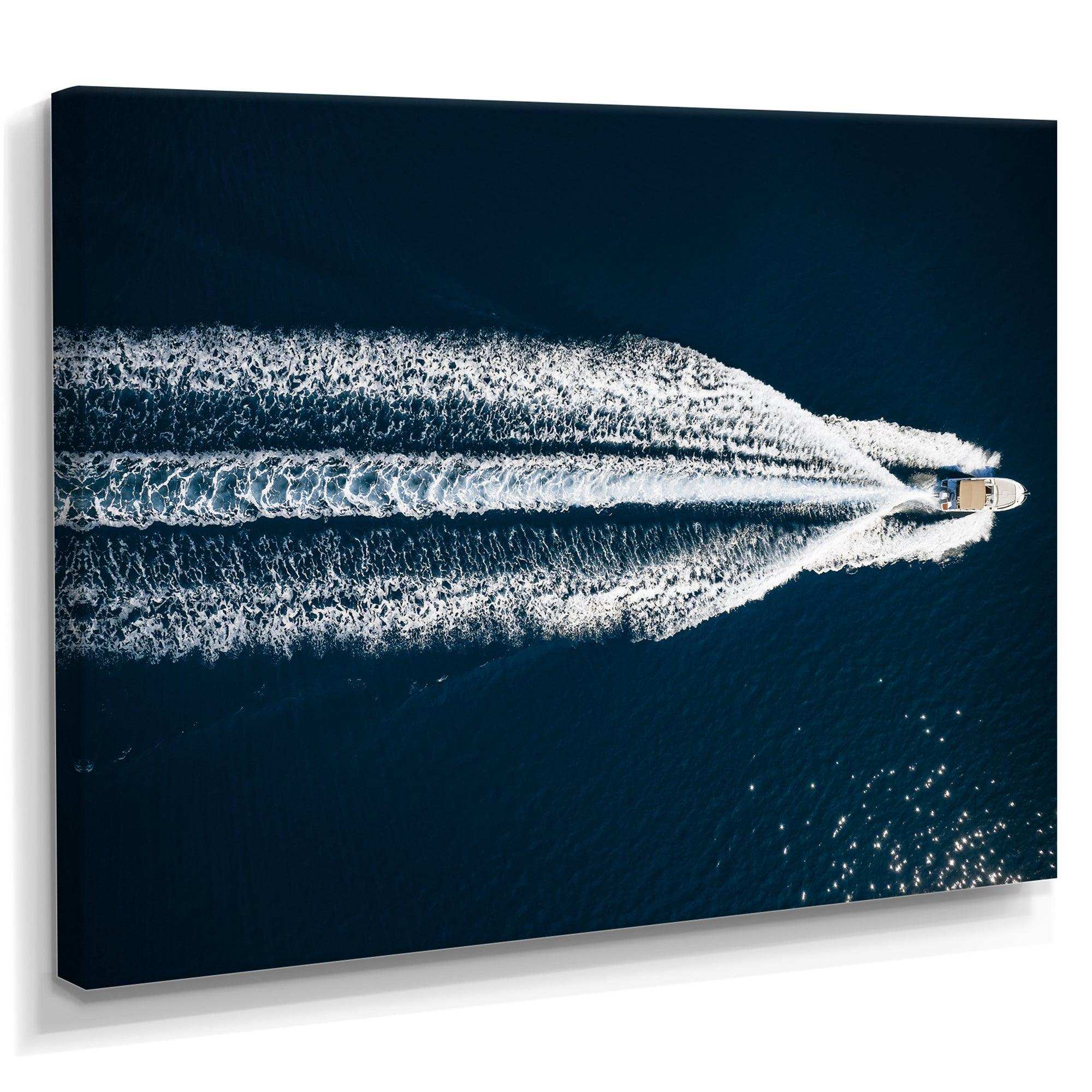 Aerial View Of Speed Boat In Mediterranean Sea