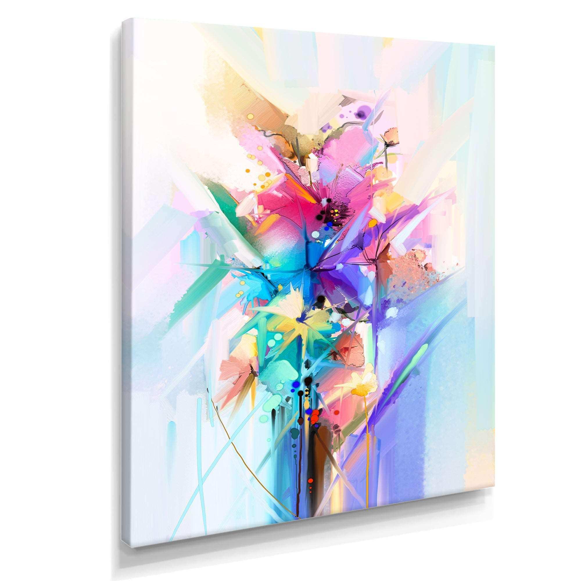Abstract Colorful Spring Flowers Canvas Canvas