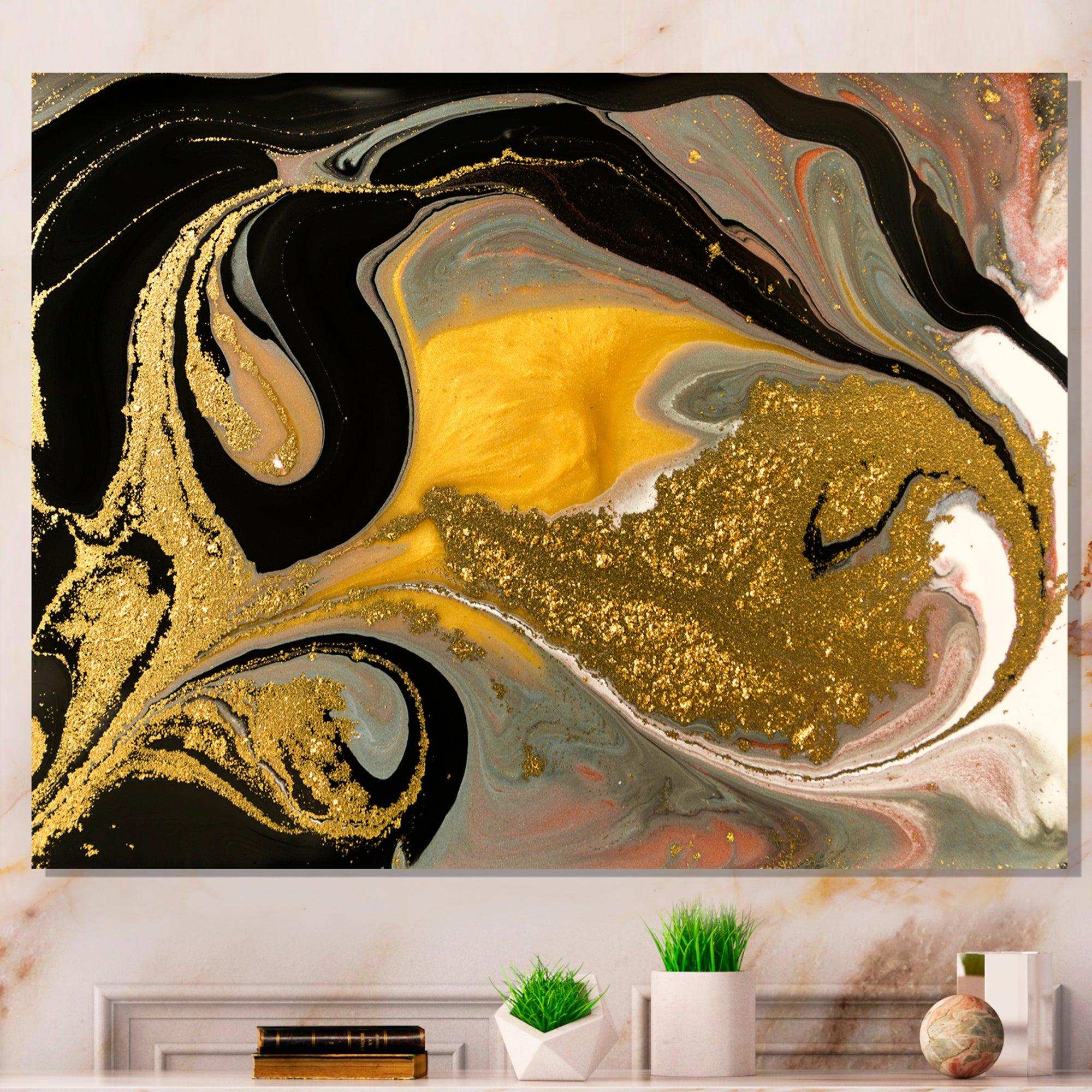 Gold And Black Marbled Rippled Texture I
