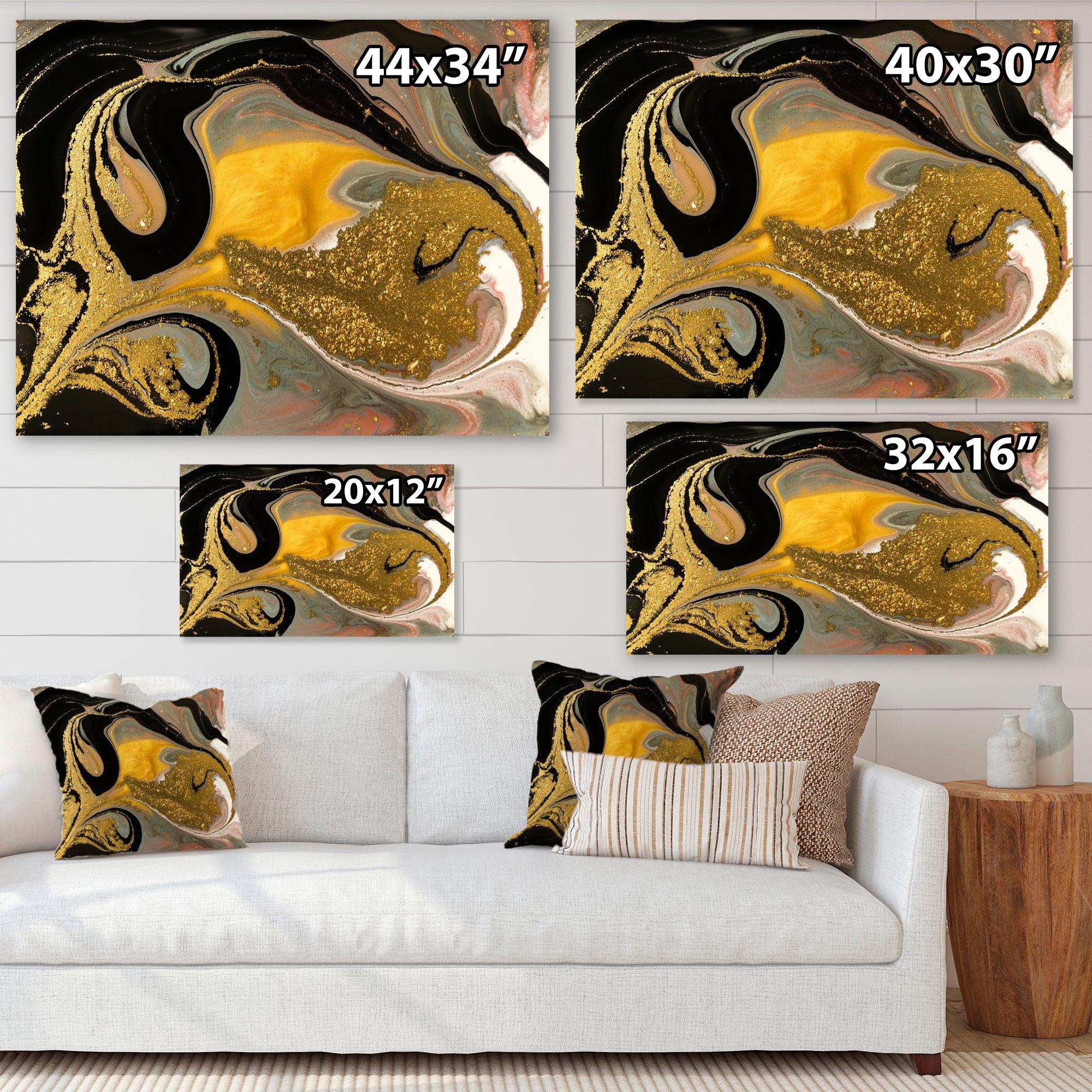 Gold And Black Marbled Rippled Texture I