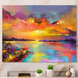 Sunset Painting With Colorful Reflections I