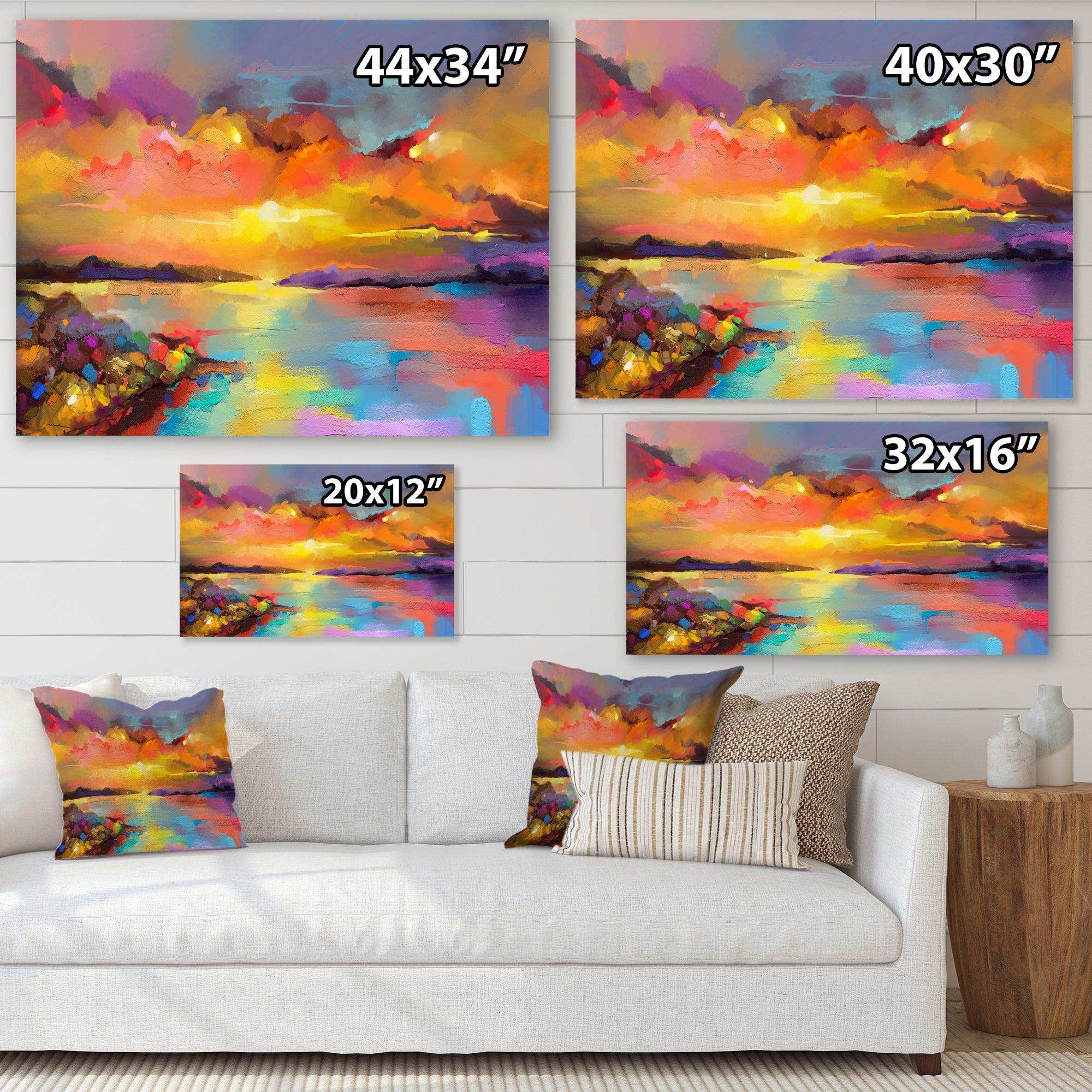 Sunset Painting With Colorful Reflections I