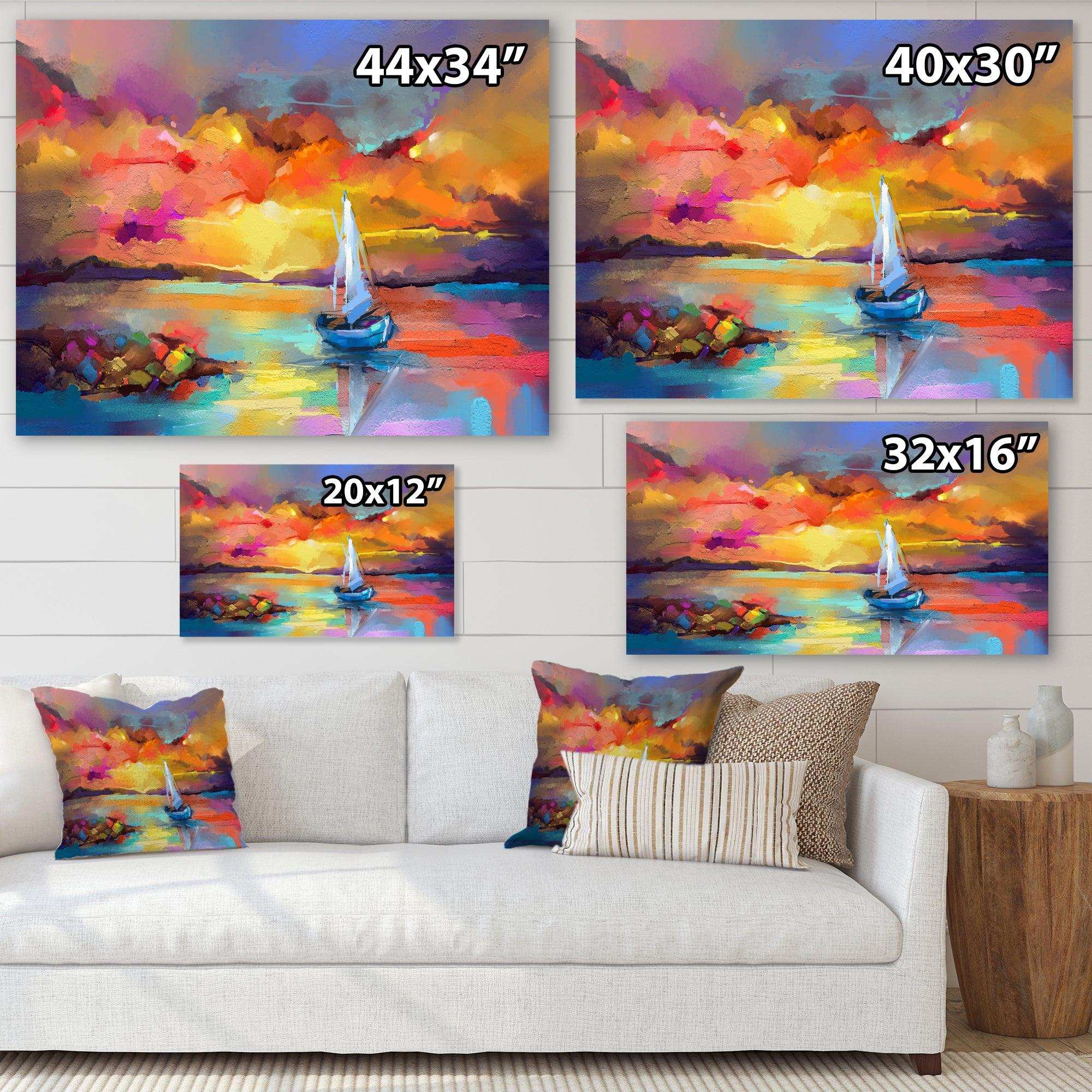 Sunset Painting With Colorful Reflections II