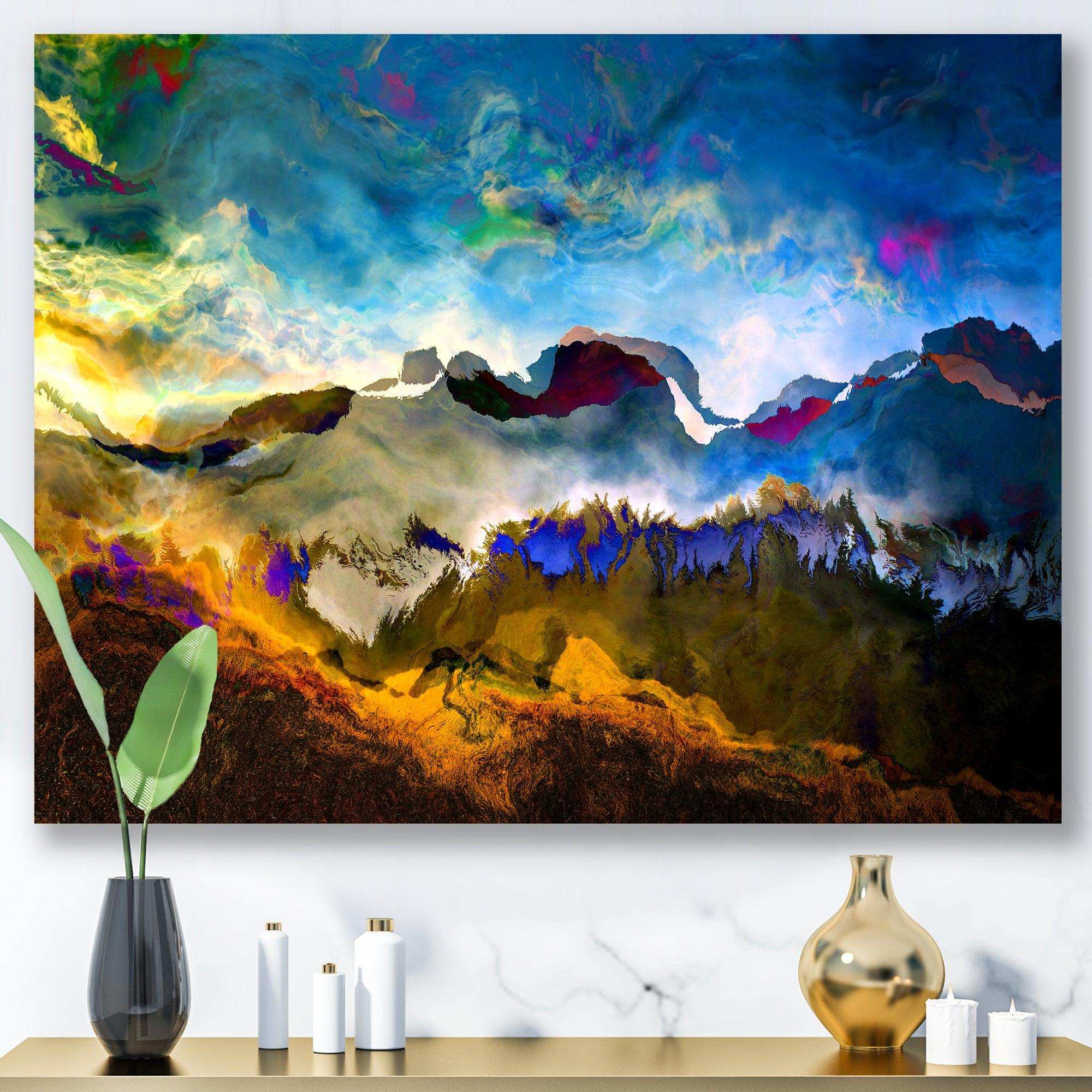 Mountainscape With Dark Blue Dark