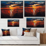 Romantic Sunset By Lakeside