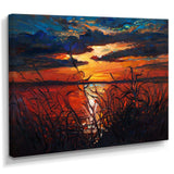 Romantic Sunset By Lakeside