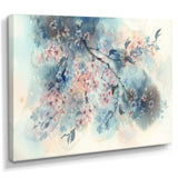 White Sakura Flower Blossom On Pastel Blue Background