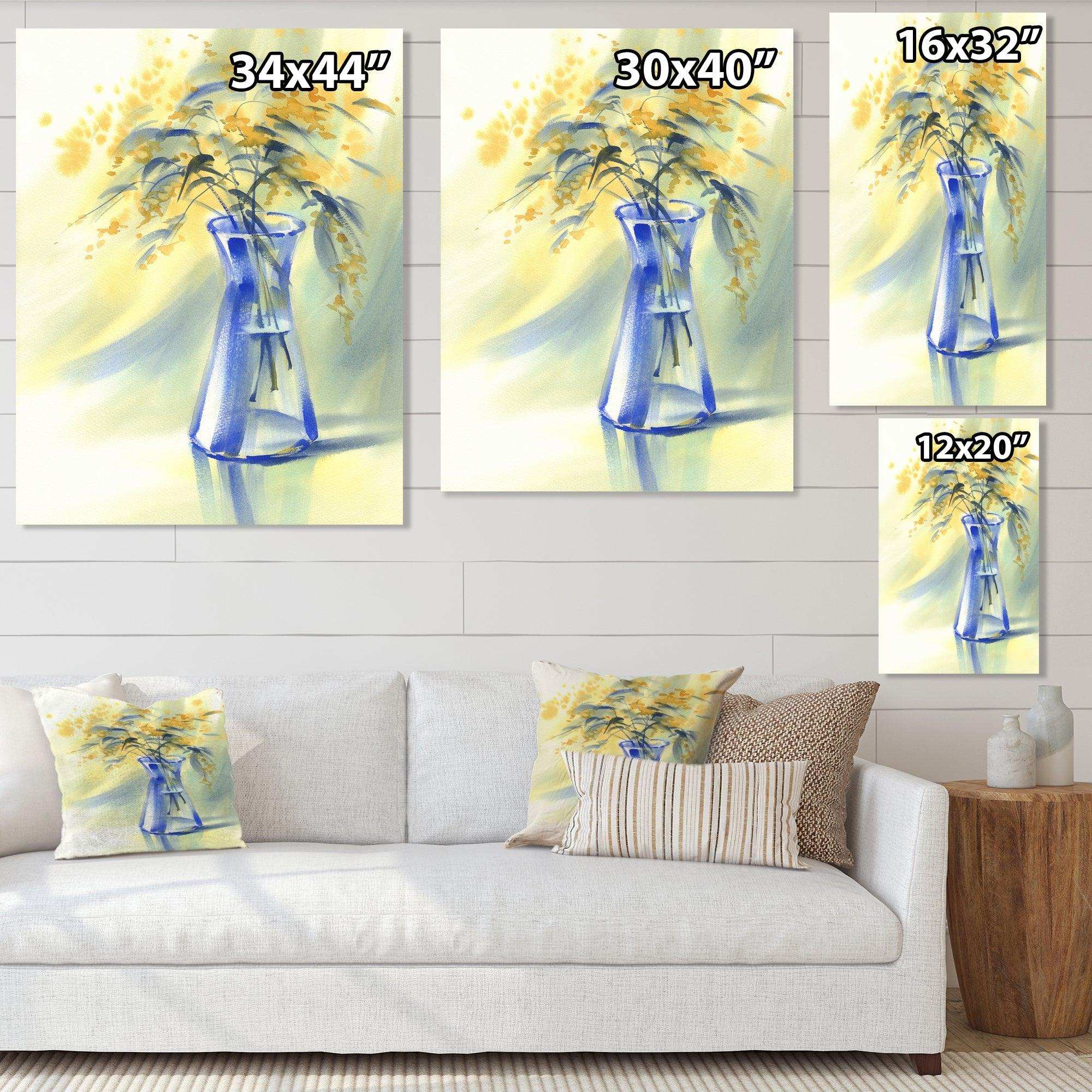 Summer Flowers In Blue Glass Bottle