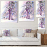 Pussy Willow Branches In Violet Glass Vase