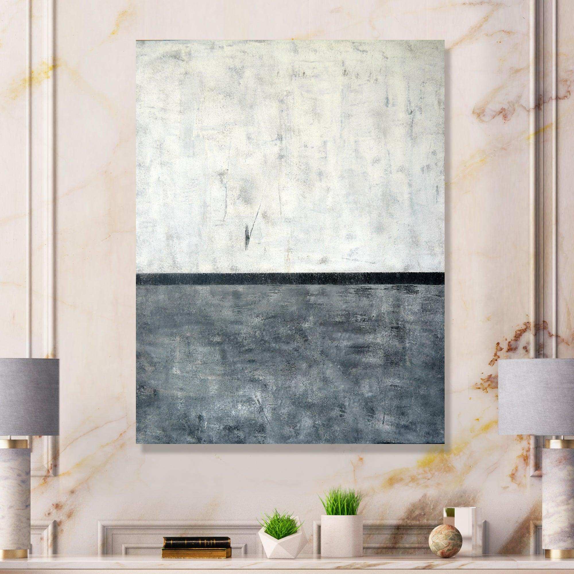 Grey and White Abstract Art Painting