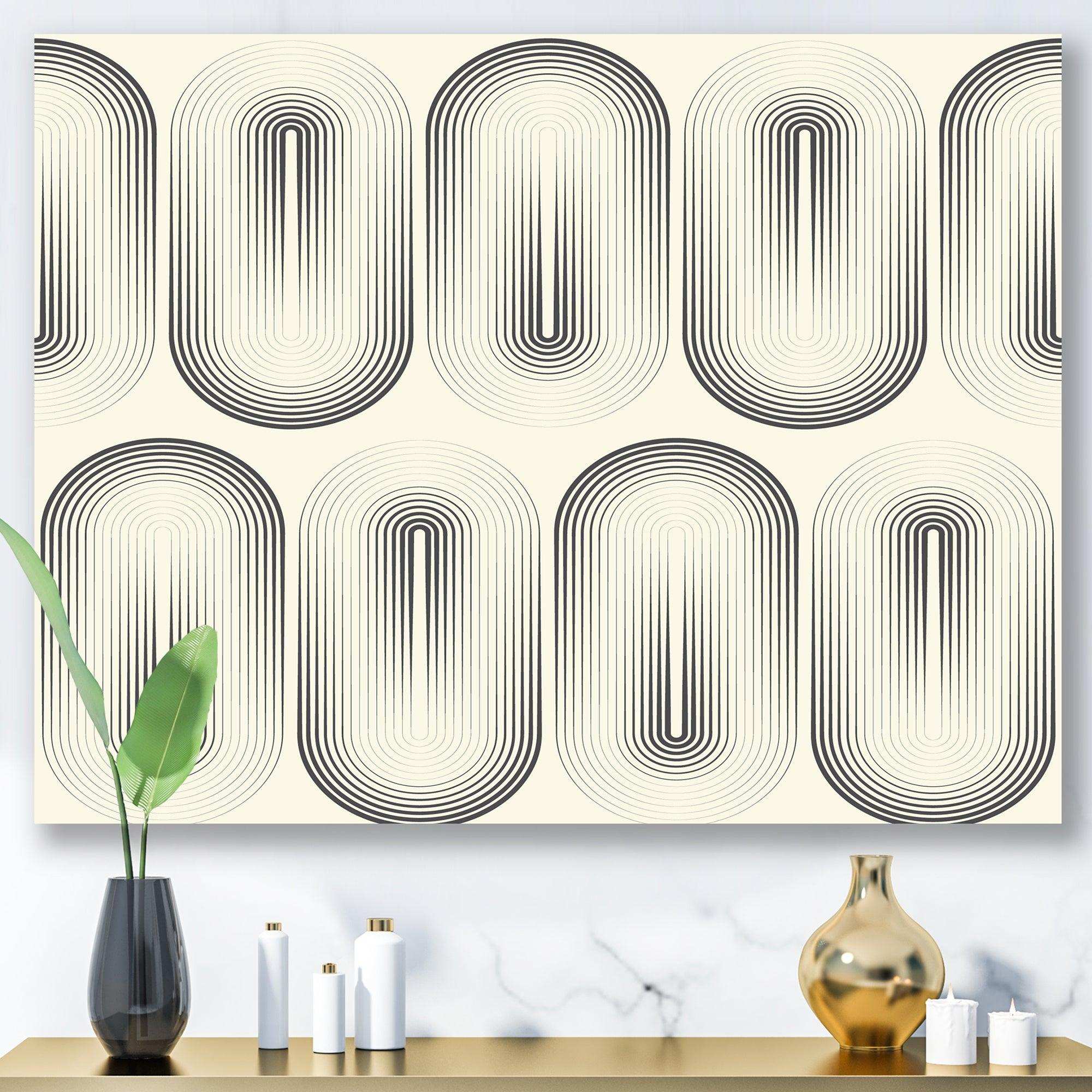 Retro Curved Minimal Geometric Ornament I