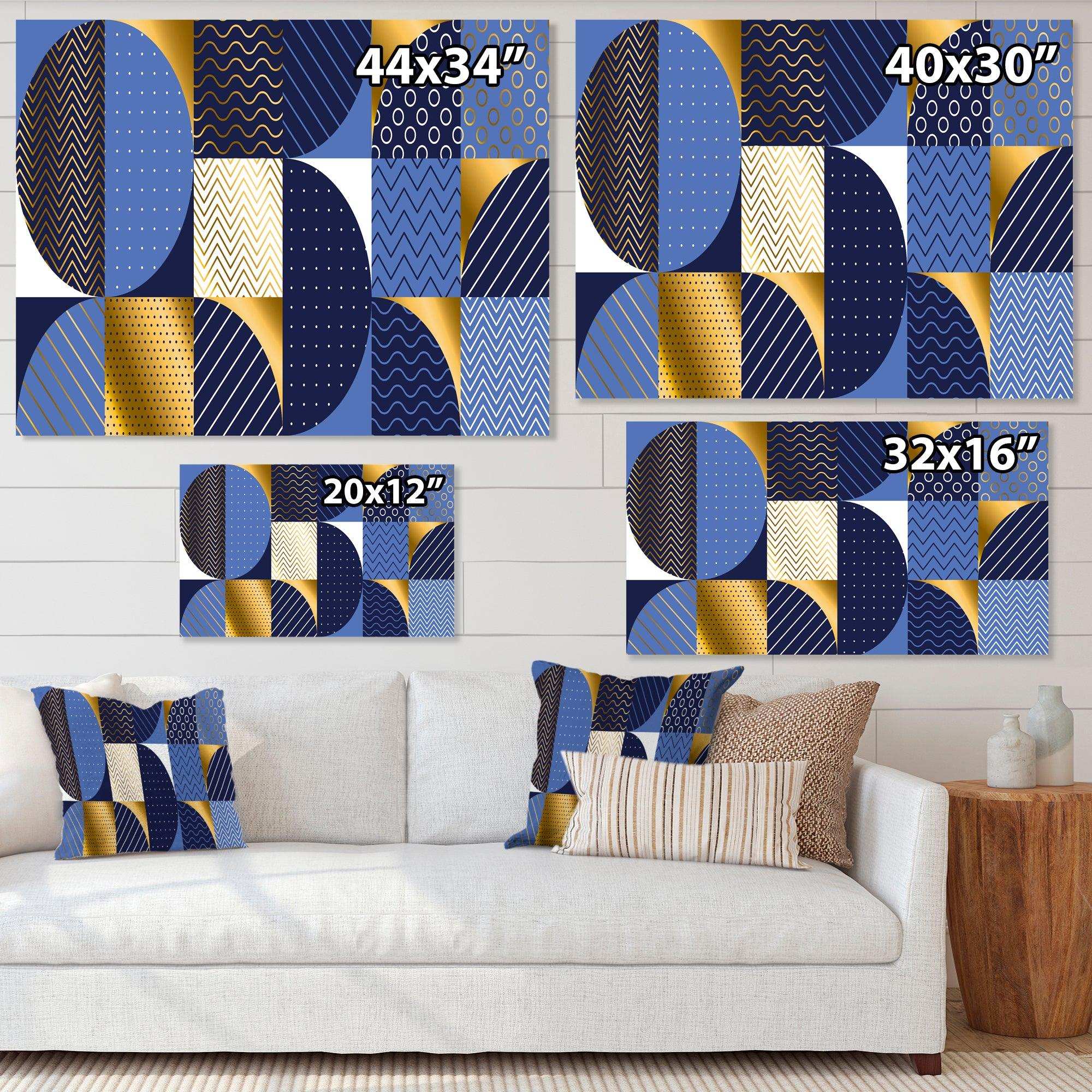 Retro Luxury Waves In Gold and Blue IV