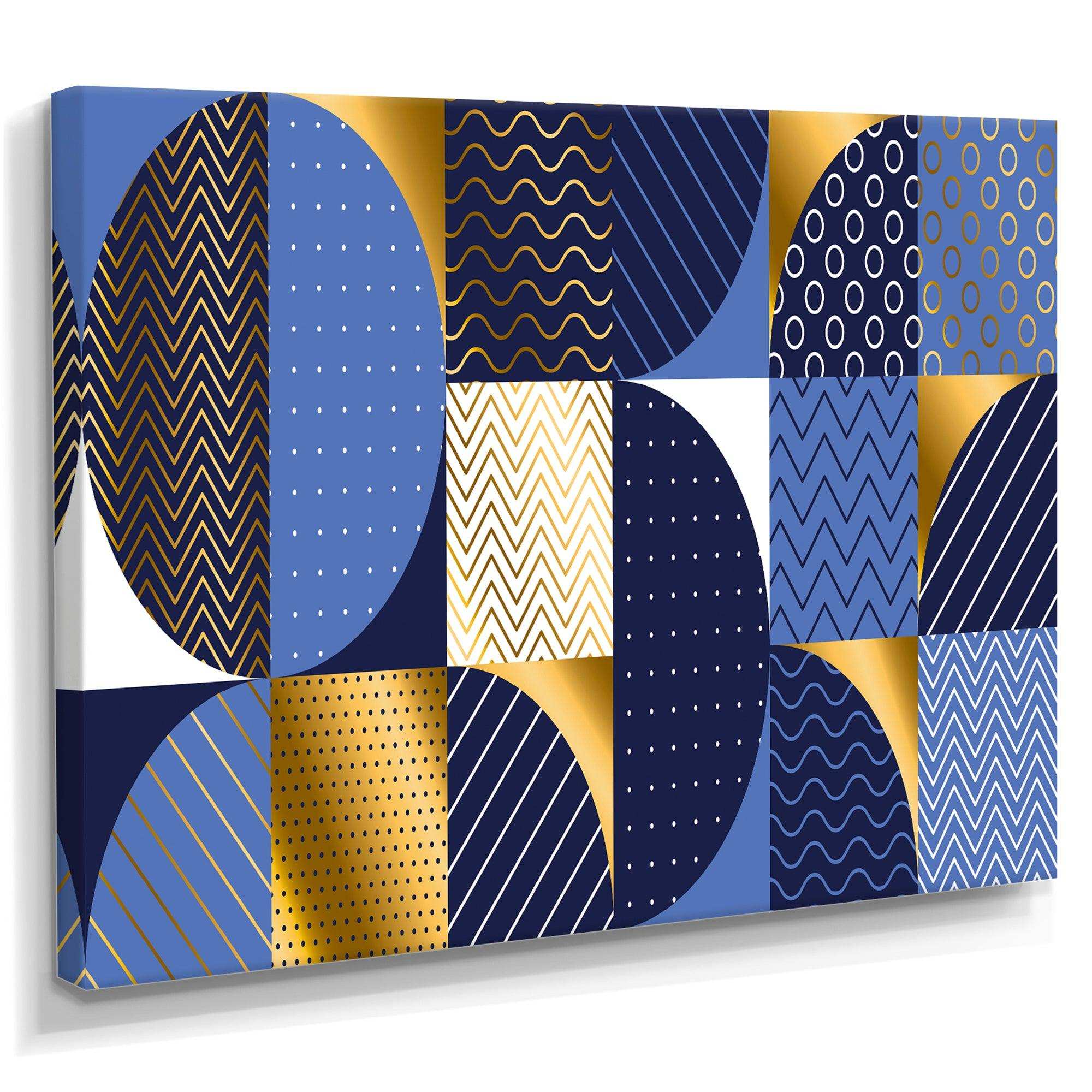 Retro Luxury Waves In Gold and Blue IV