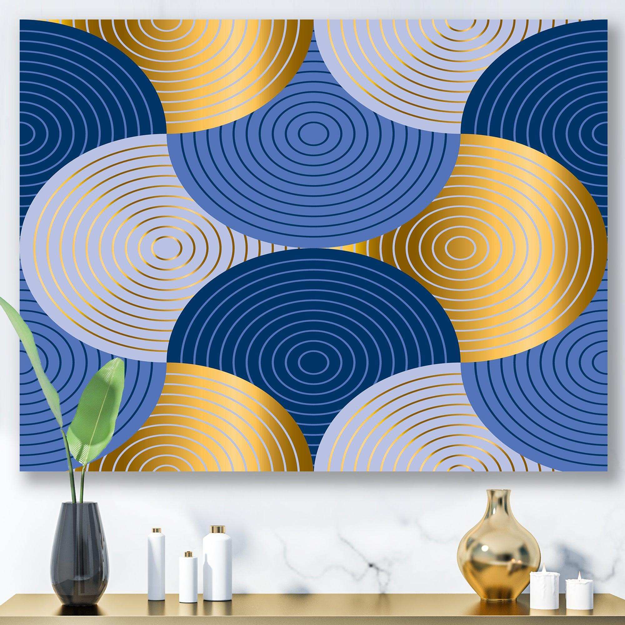 Retro Luxury Waves In Gold and Blue X