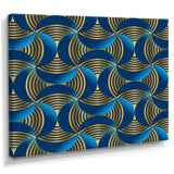 Geometric abstract waves in gold and marine blue
