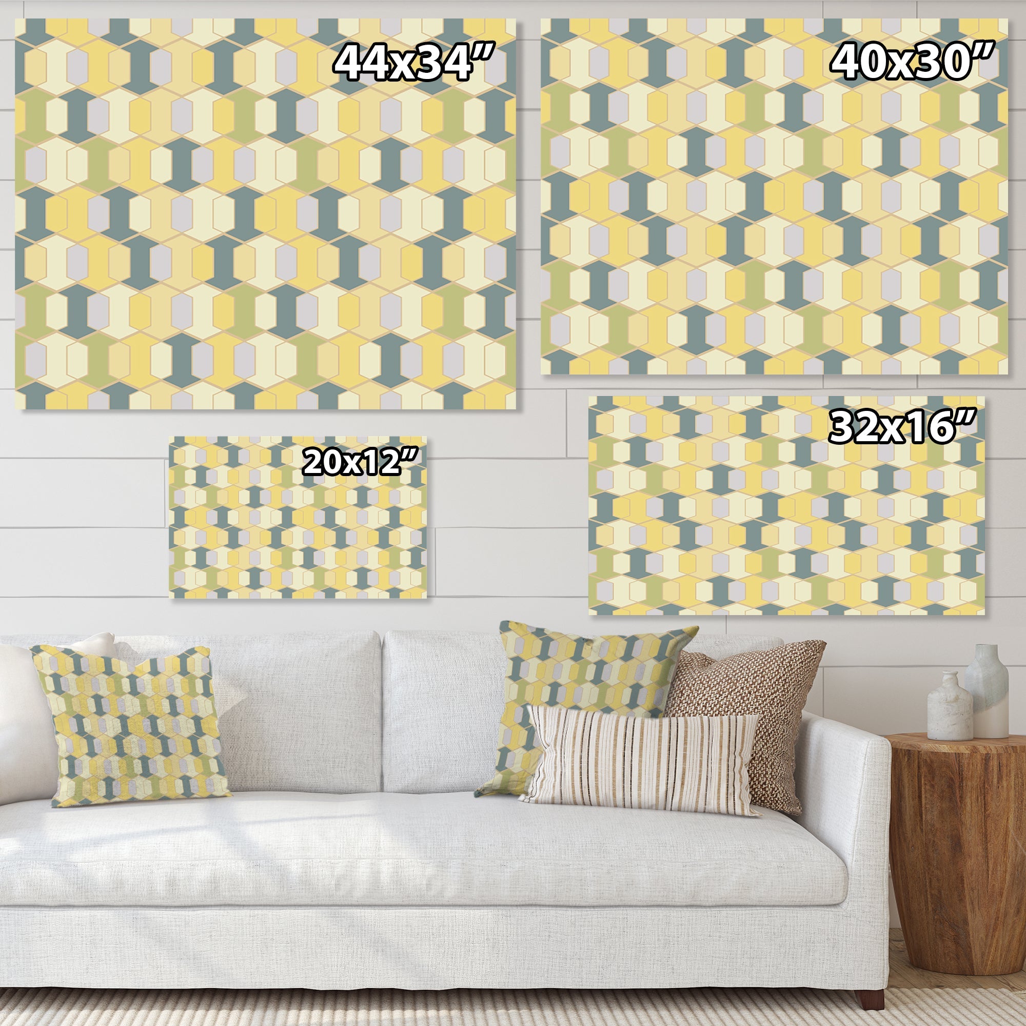 Abstract Retro Geometrical Design II Framed Print Matte White - 1.5 Width