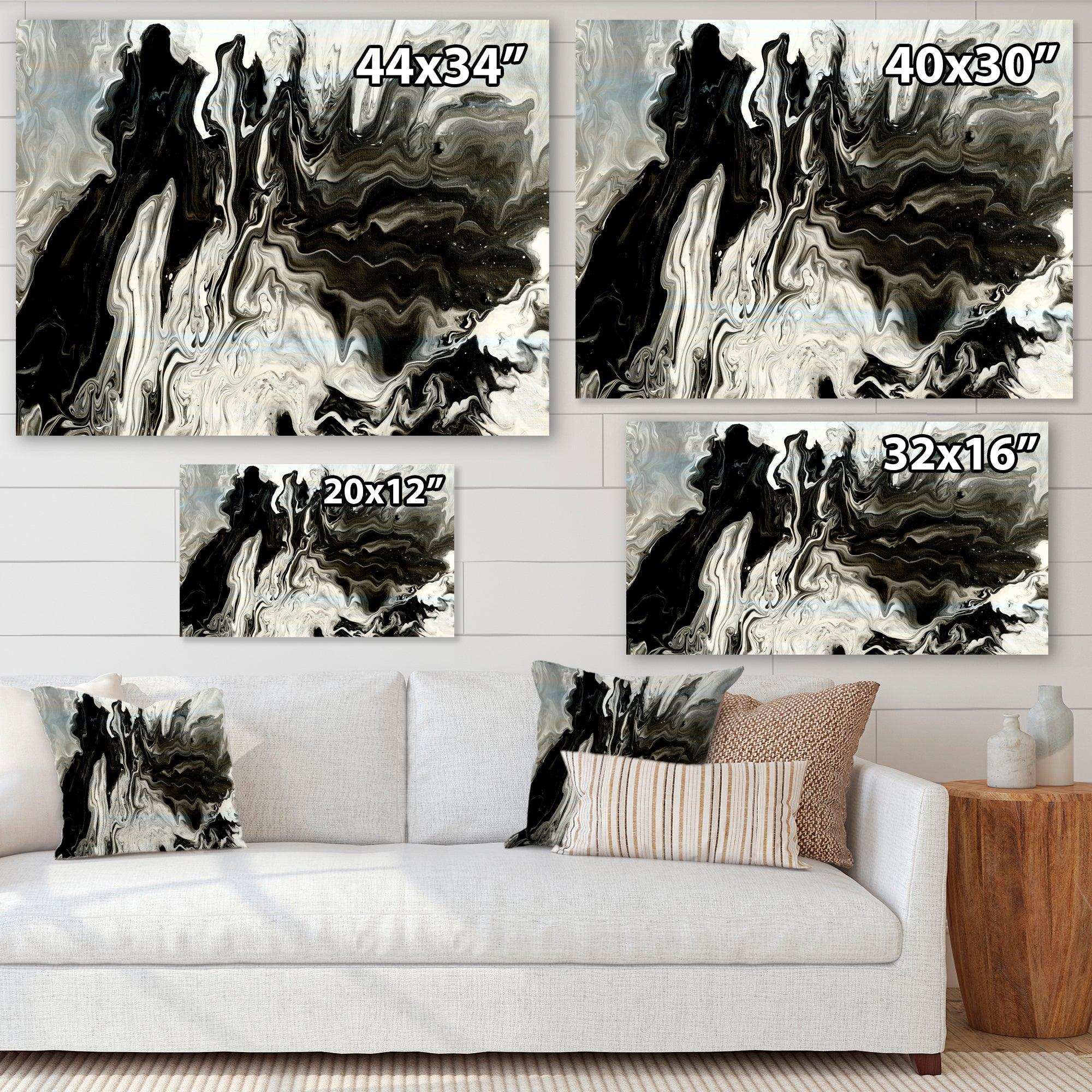 White, grey and White Hand Painted Marble Acrylic IX