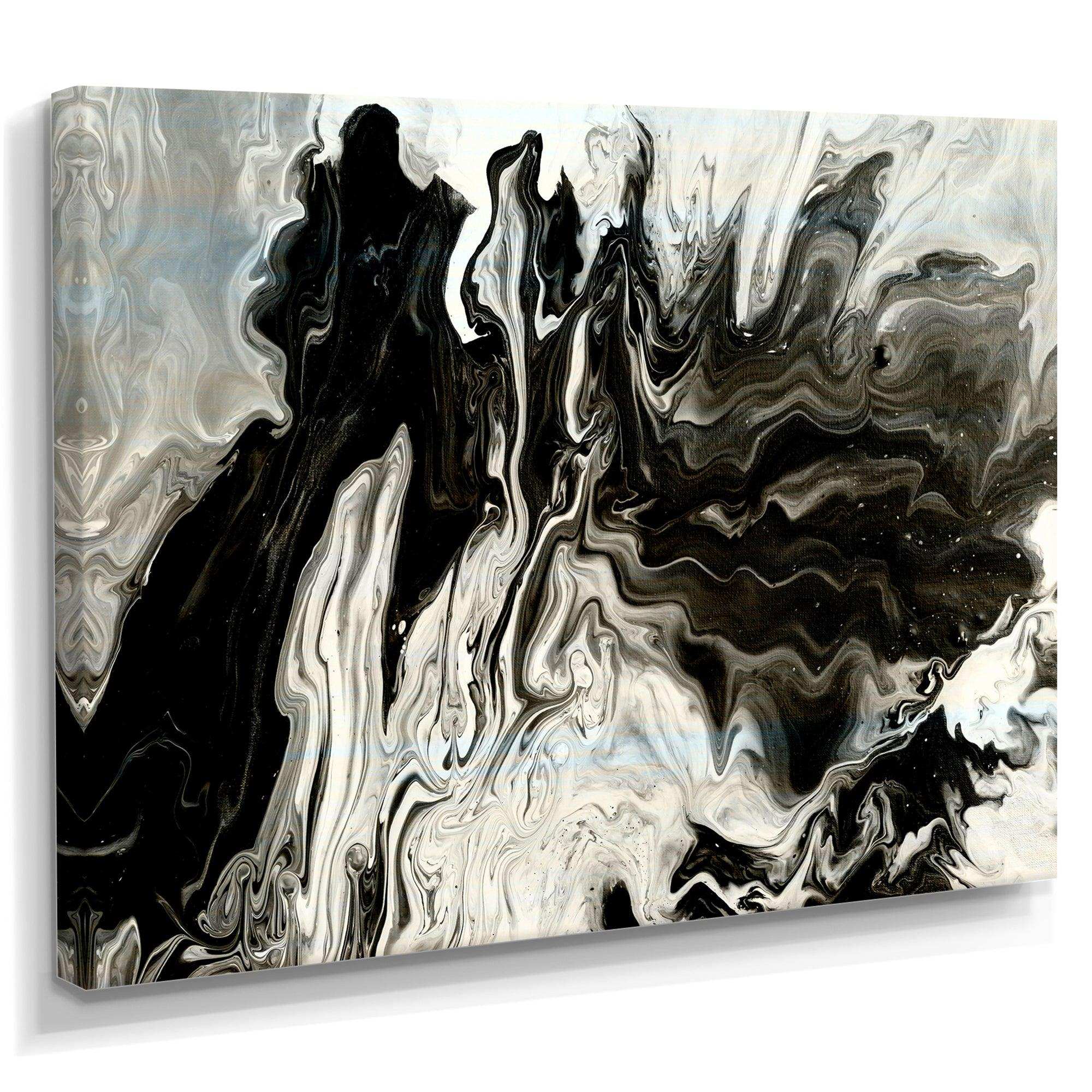 White, grey and White Hand Painted Marble Acrylic IX