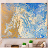 Blue and Gold Liquid Hand Drawn Marble