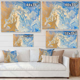 Blue and Gold Liquid Hand Drawn Marble