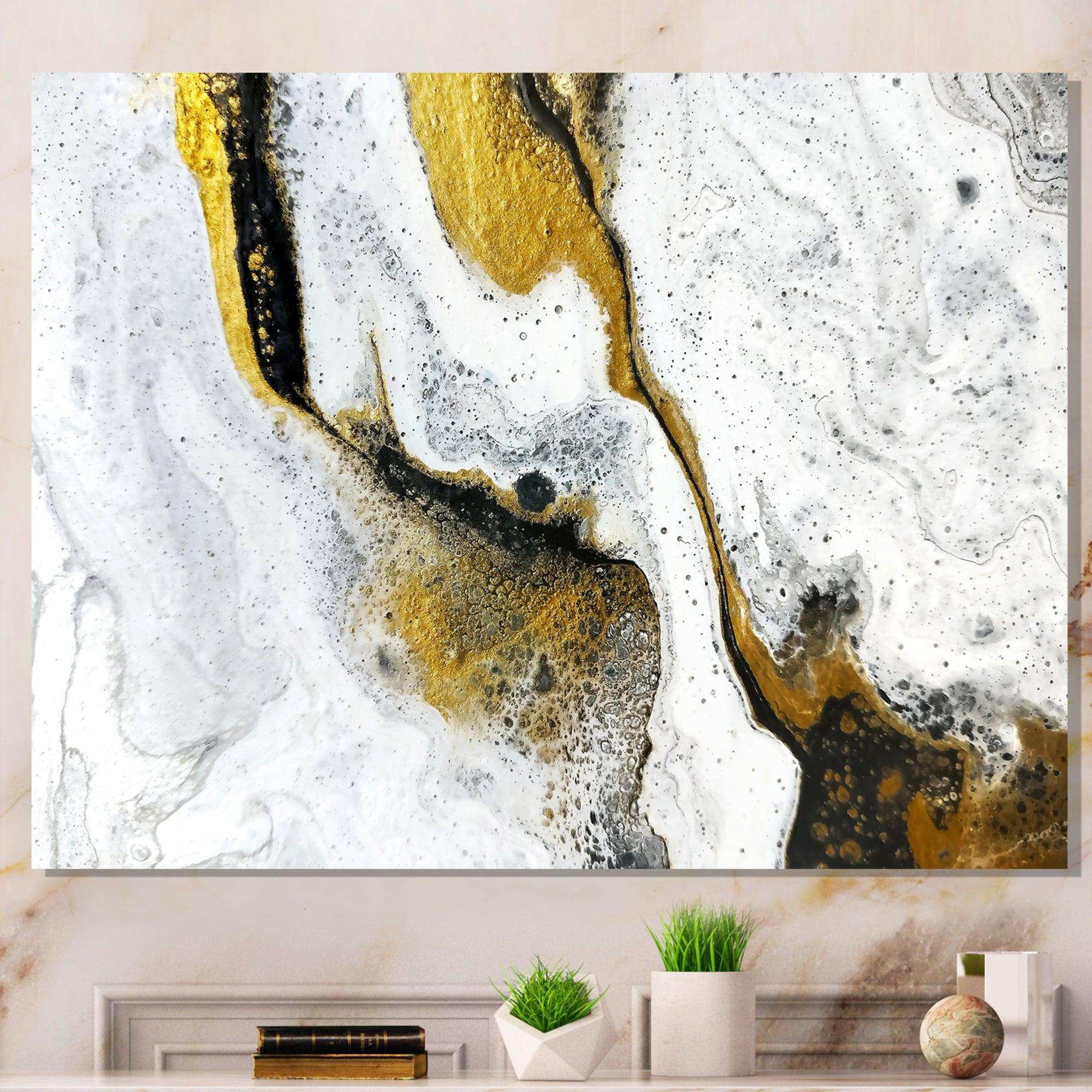 Gold and Black on White Acrylic Marble