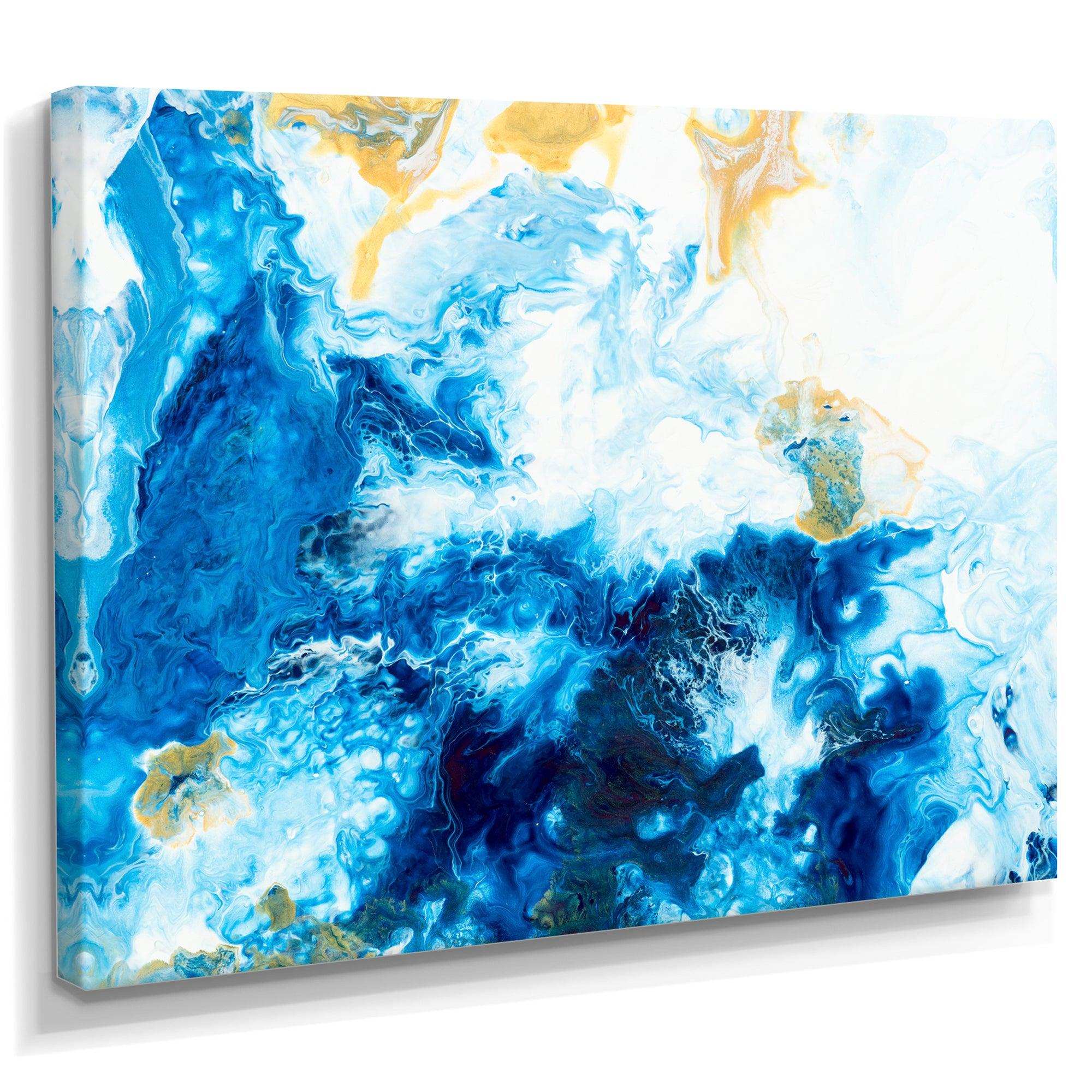 Blue and Gold Ocean Abstract Marble