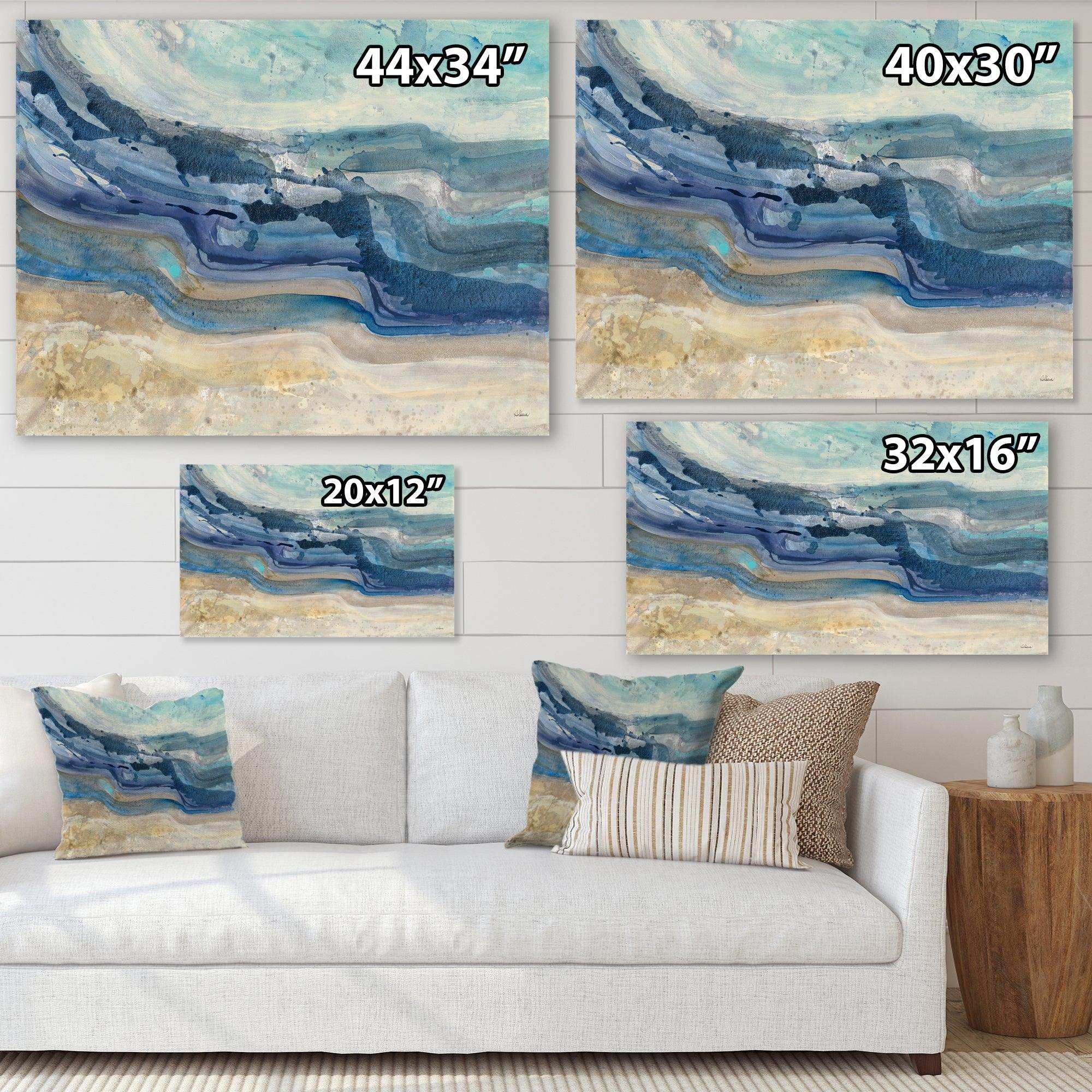 Coast Blue Sea Waves Watercolour