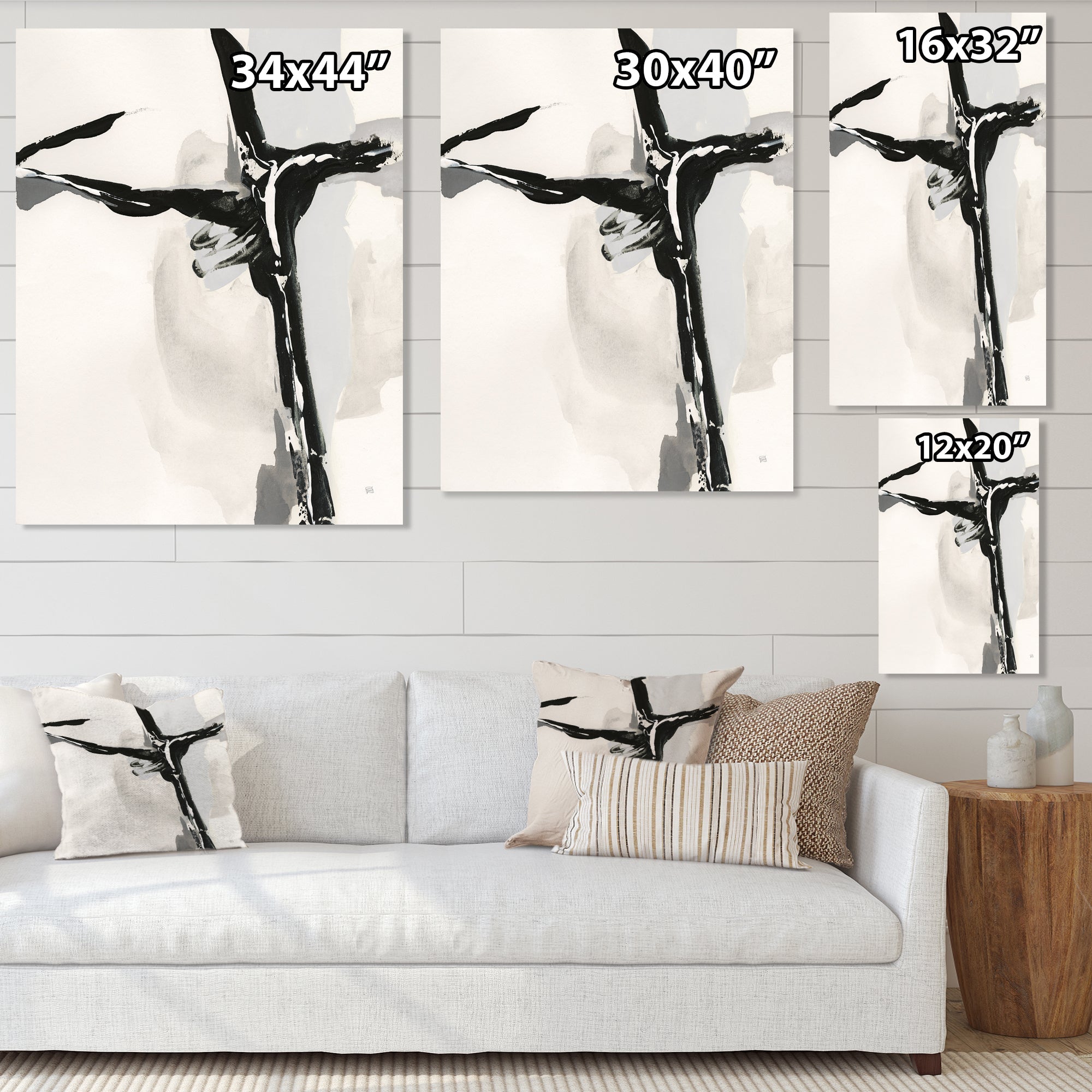 Abstract Neutral II Framed Print Matte White - 1.5 Width