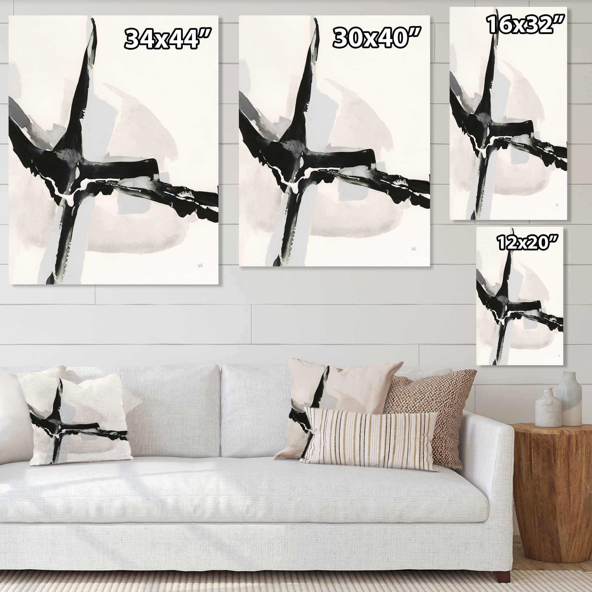 Abstract Neutral I Framed Print Matte White - 1.5 Width