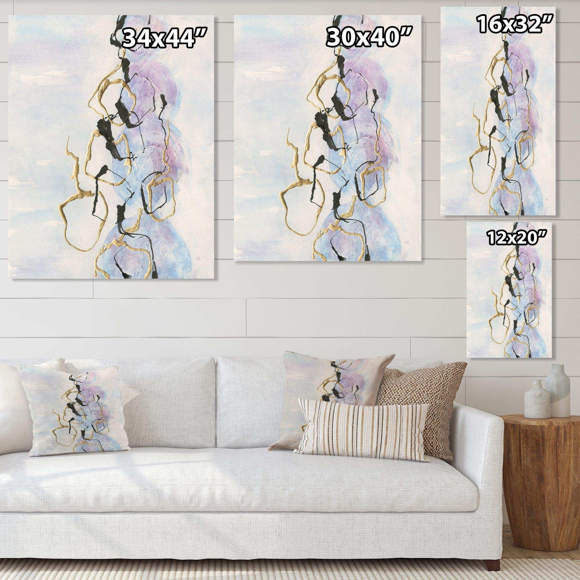 Gold Lines on Pastel I