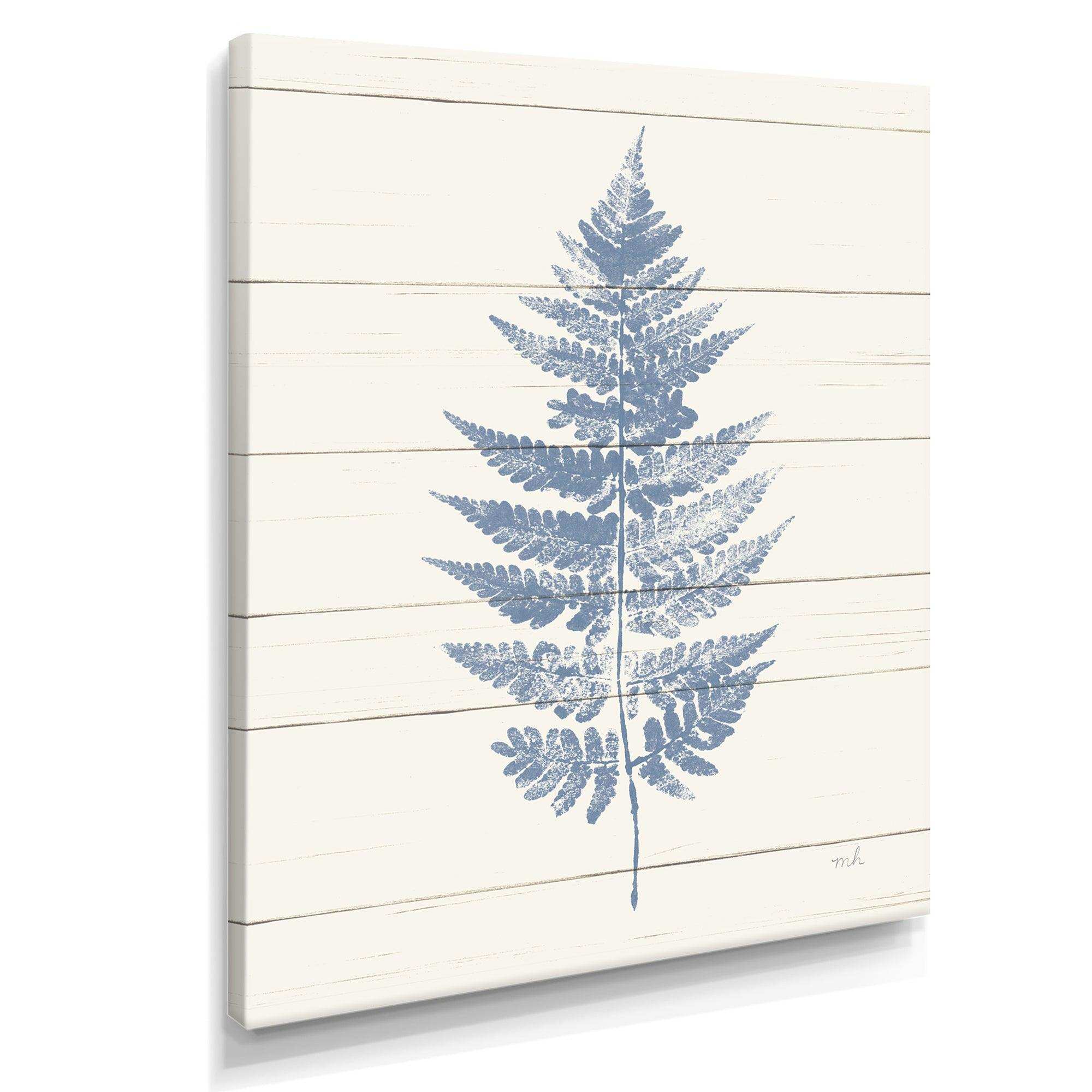 Blue Fern Print on wood I