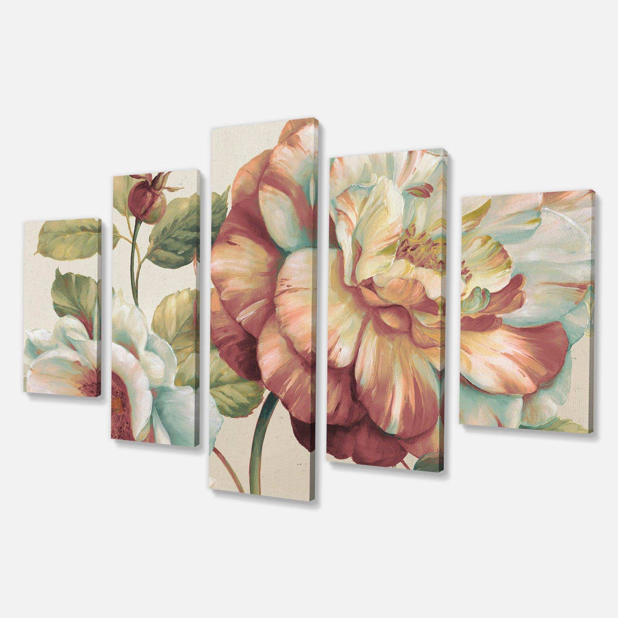 Romantic Dark Rose Blossing Flowers Multi-Panels