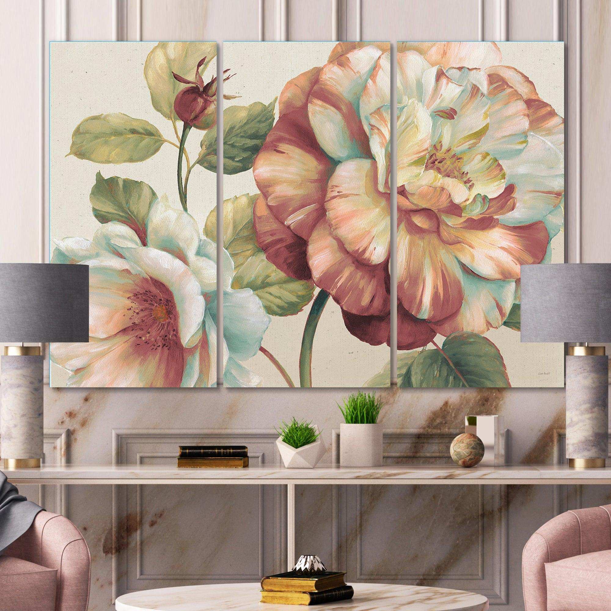 Romantic Dark Rose Blossing Flowers Multi-Panels