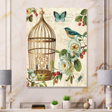 Blue Cottage Bird, Birdcage and Apple Blossoms I