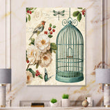 Blue Cottage Bird, Birdcage and Apple Blossoms II