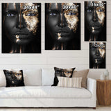 Portrait of A Afro American Girl with Gold Makeup