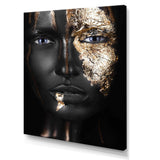 Portrait of A Afro American Girl with Gold Makeup