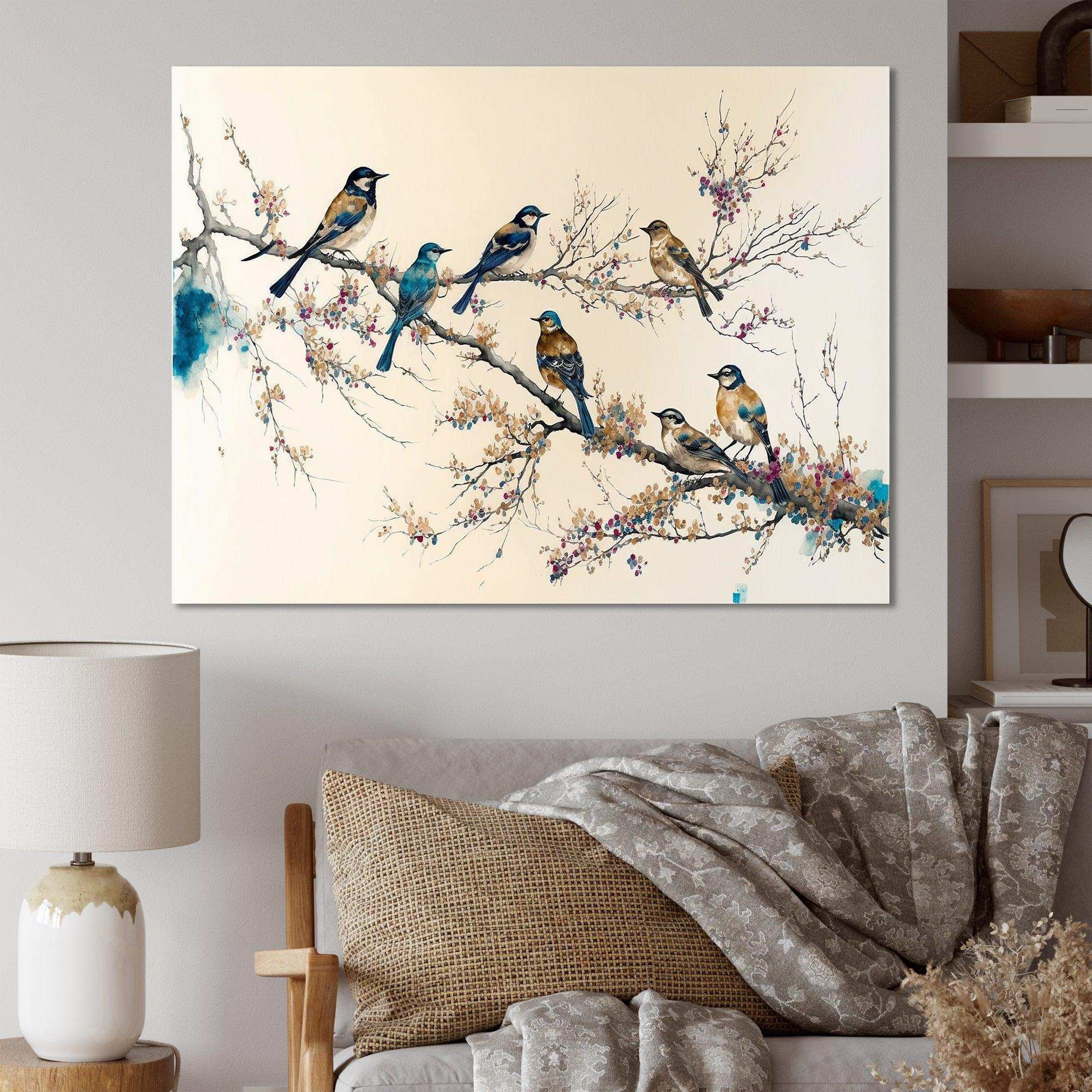 Multicolor Birds On Plum Blossoms Tree XIV