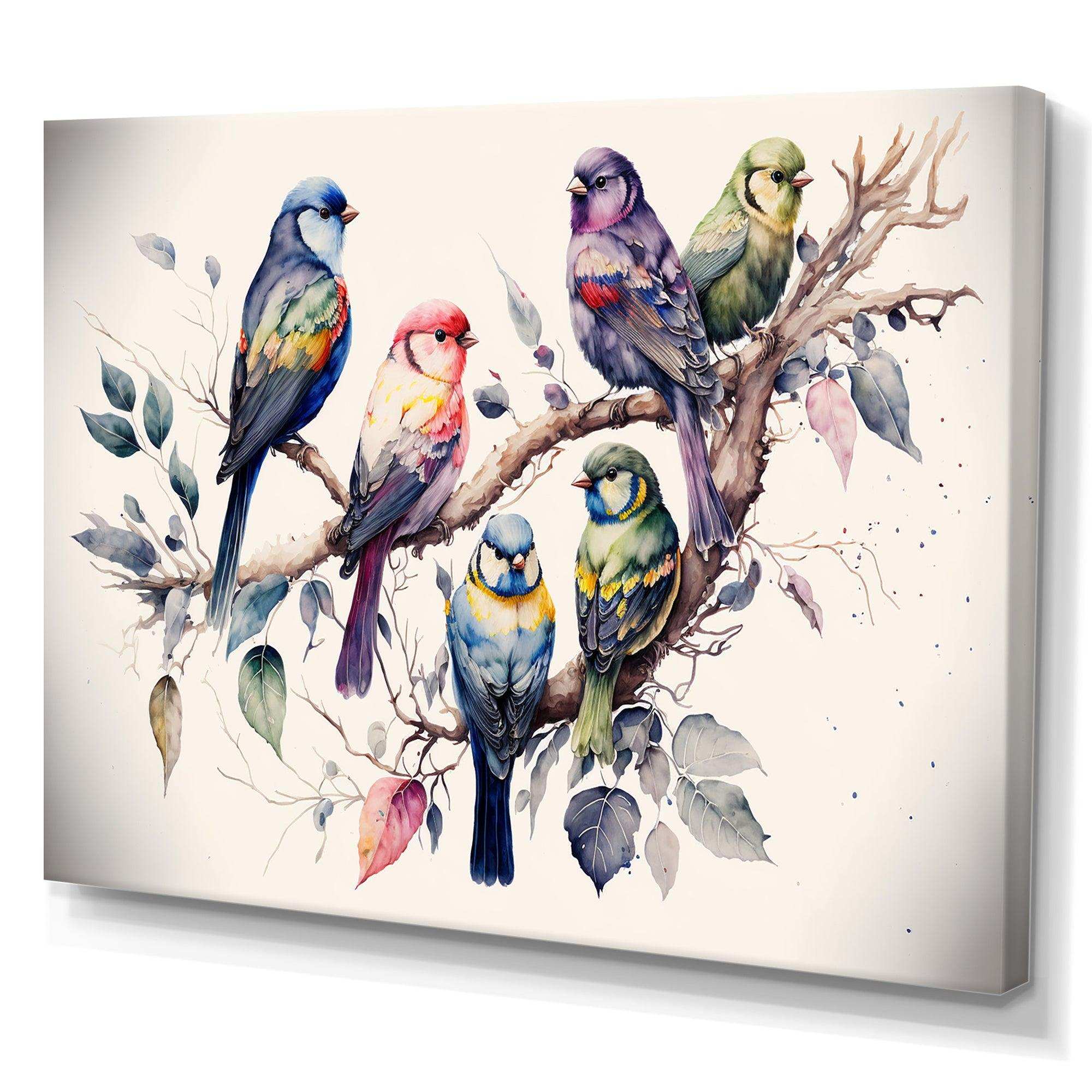 Multicolor Birds On Plum Blossoms Tree XVIII