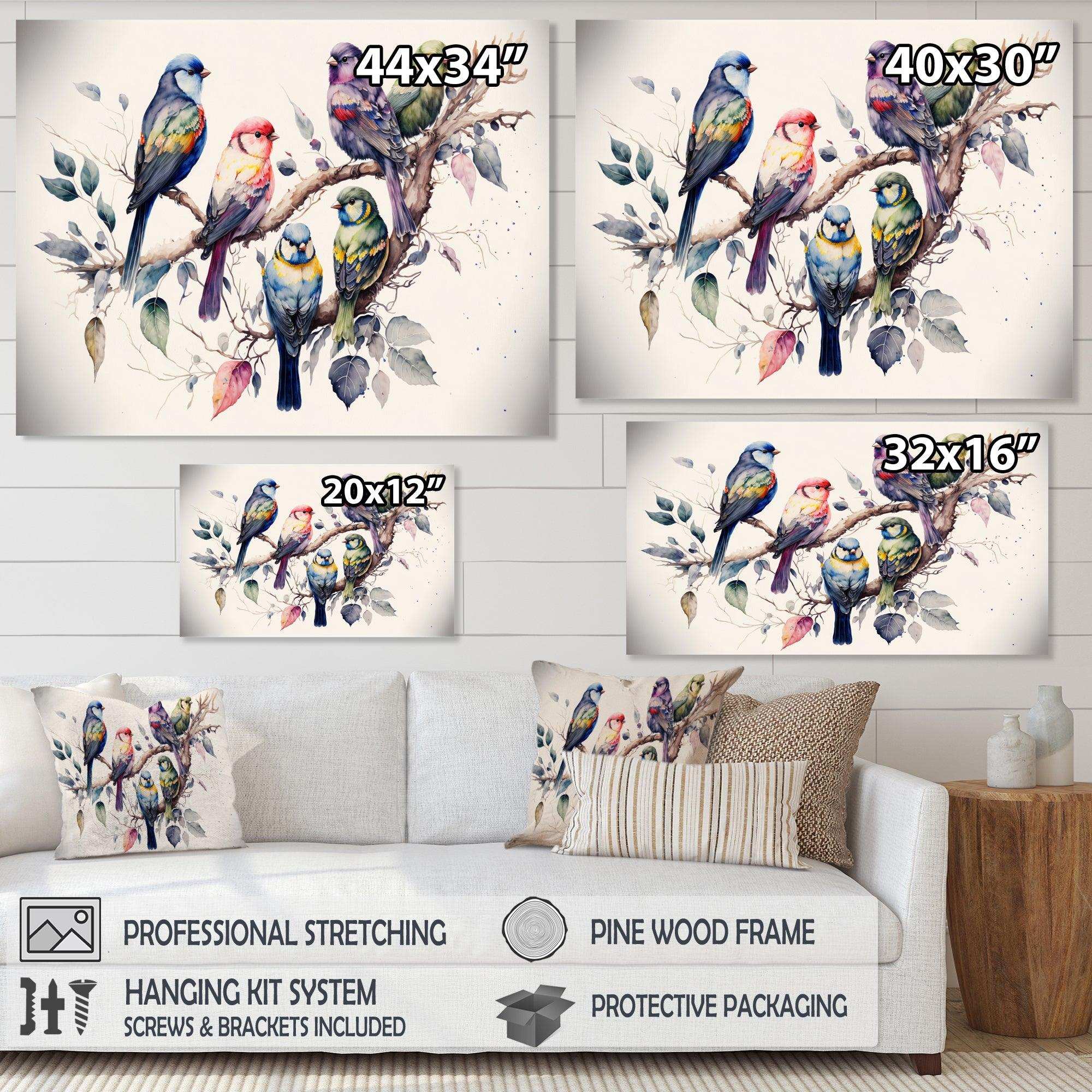 Multicolor Birds On Plum Blossoms Tree XVIII