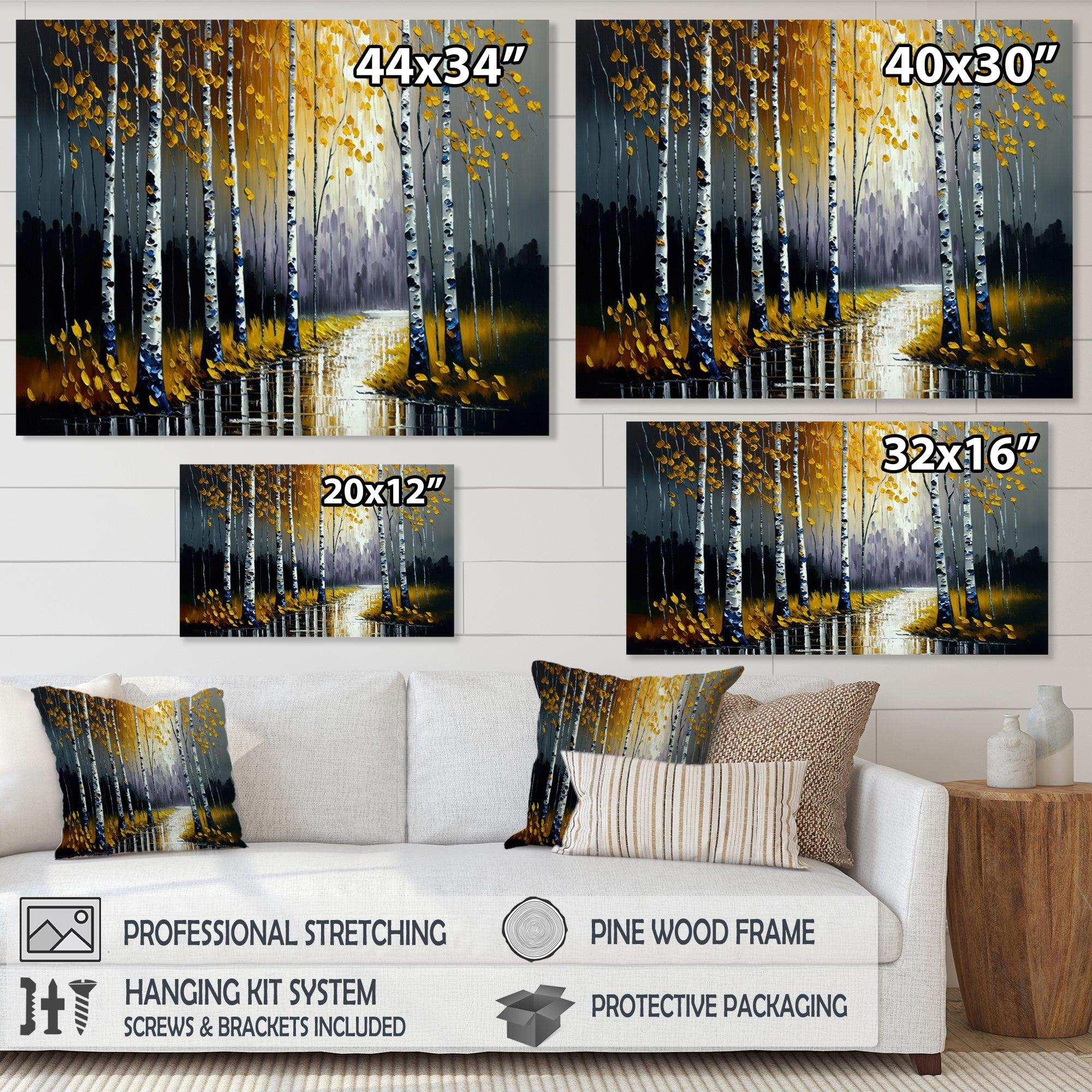 Monochrome Golden Birch Trees By The River II