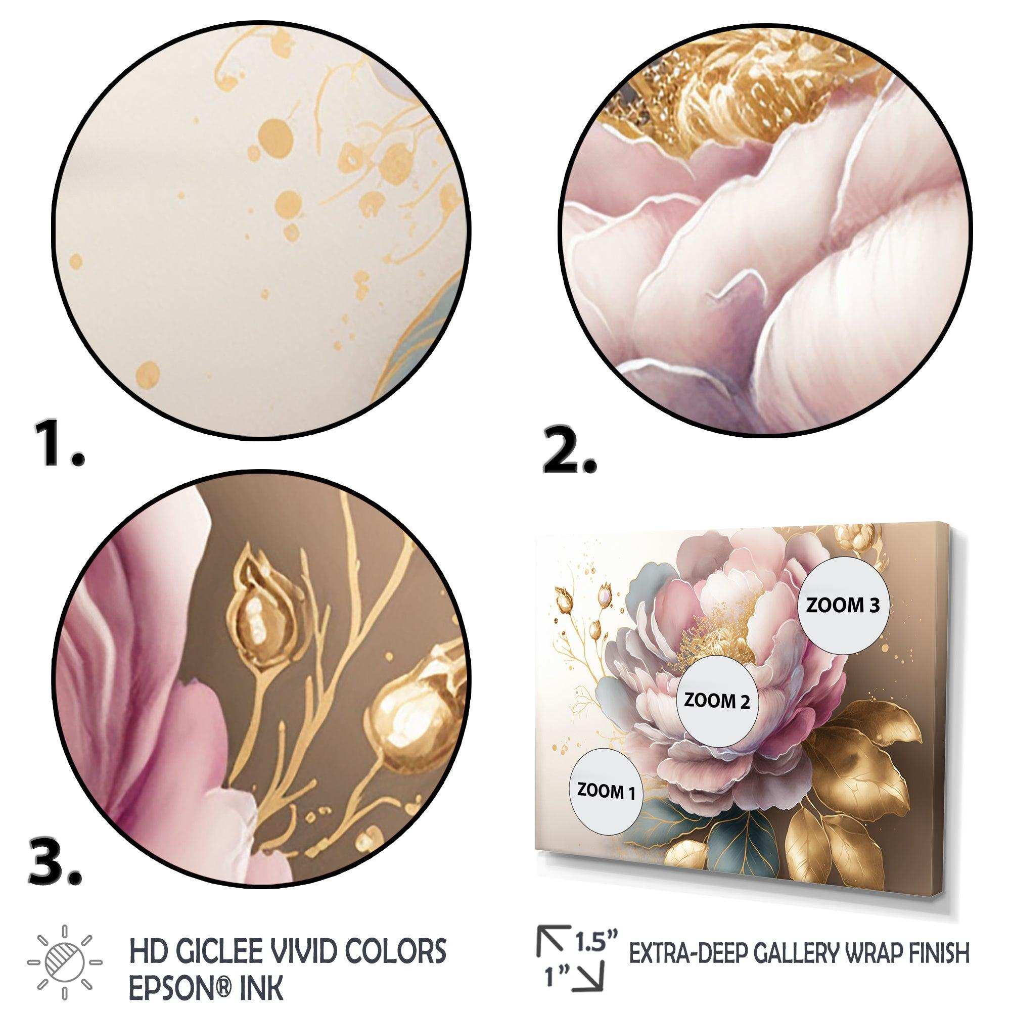 Pink And Gold Camellia Flower II