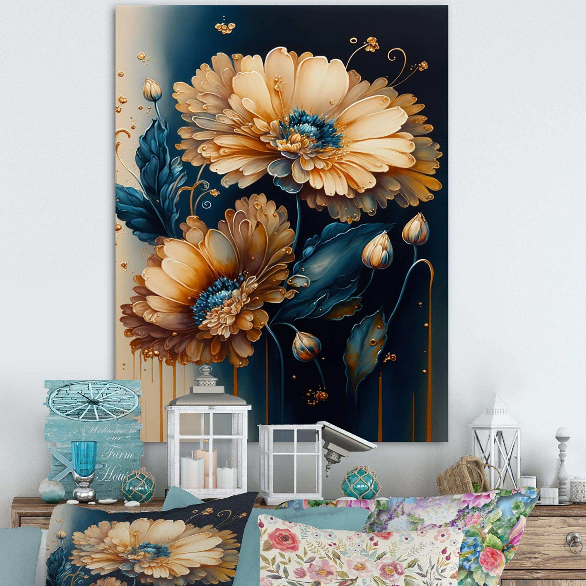 Light Orange And Dark Blue Daisy II